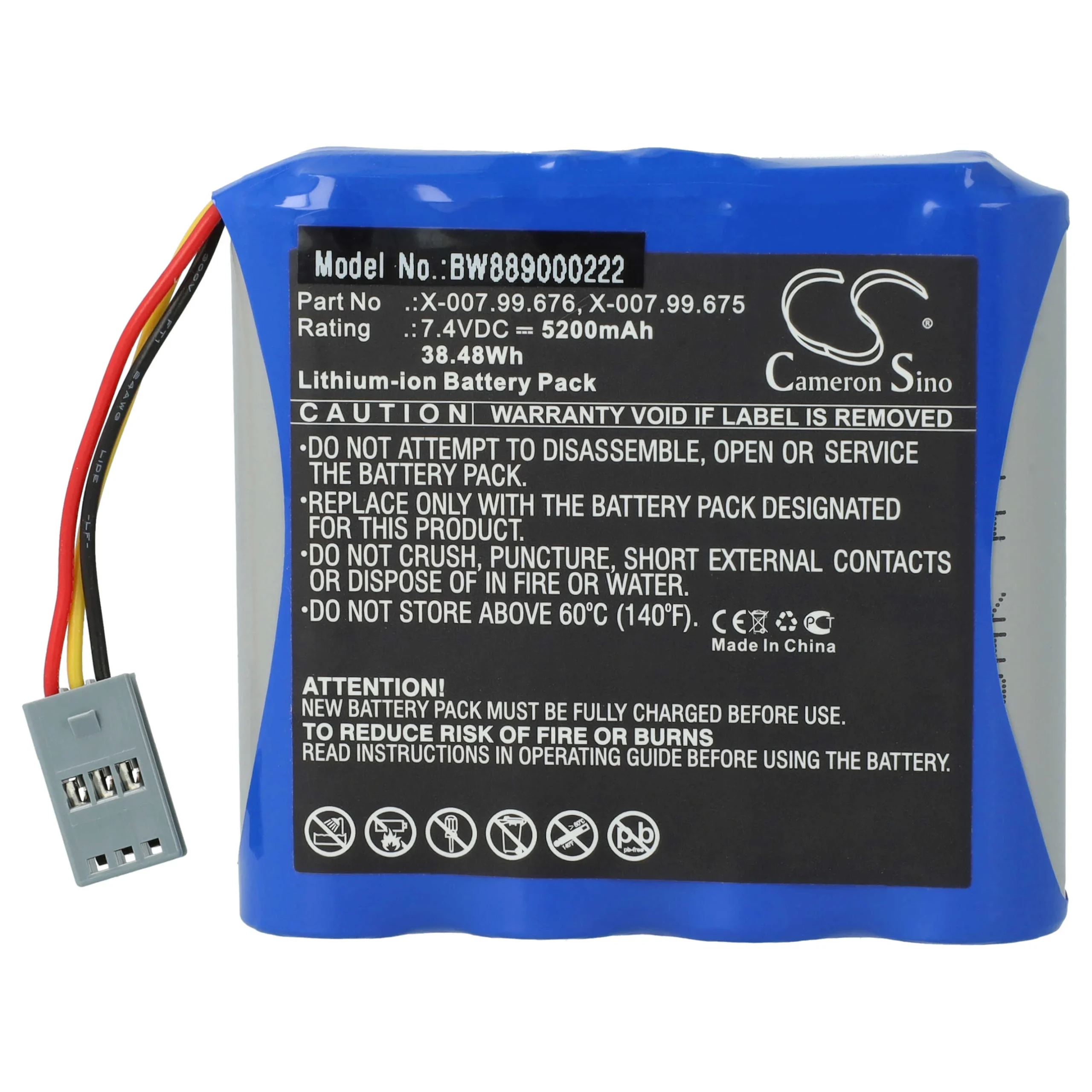 Batterie remplace Heine X-007.99.676, X-007.99.675 pour appareil médical Heine - 5200mAh 7,4V Li-ion
