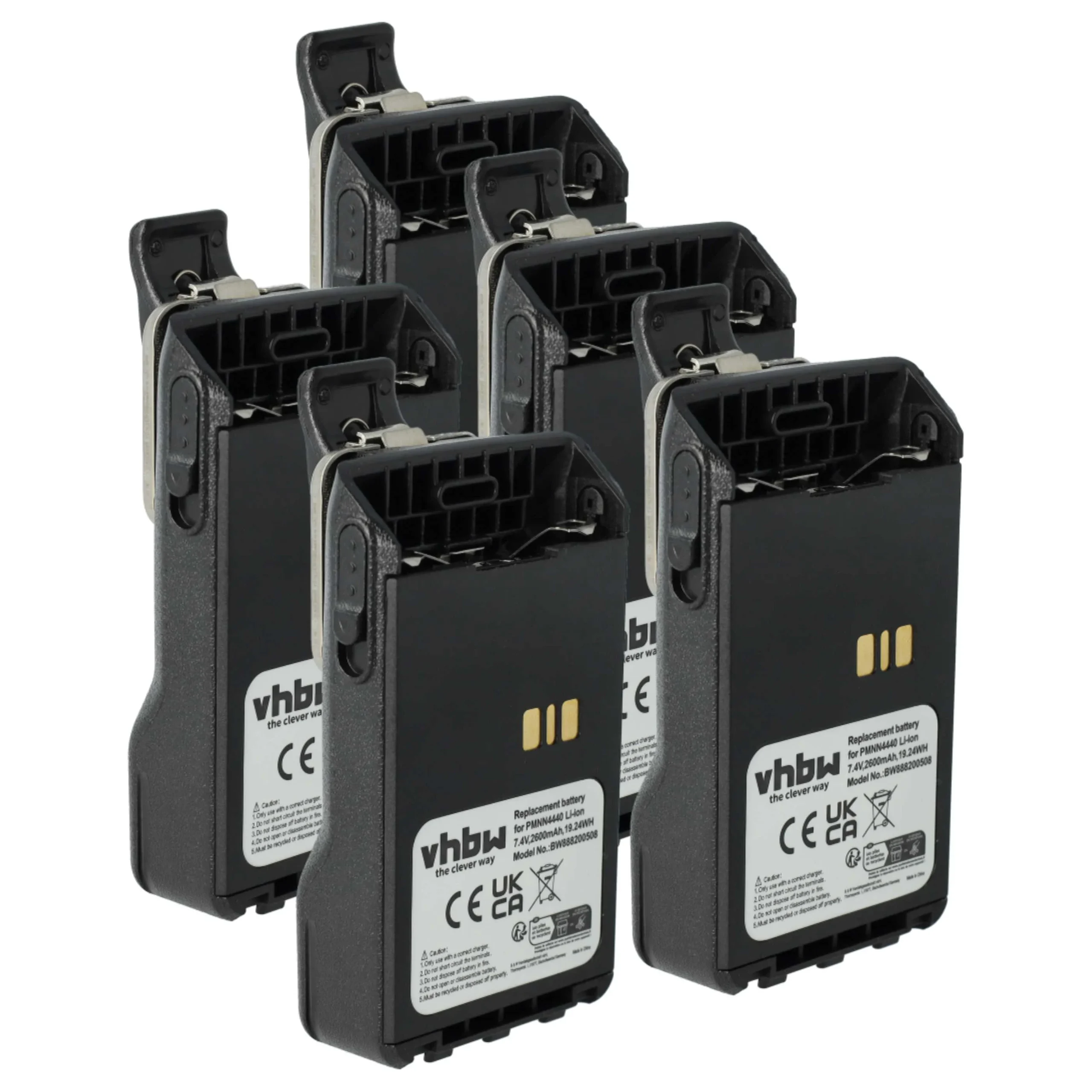 5x Batteries remplace Motorola PMNN4440, PMNN4440AR pour radio talkie-walkie Motorola- 2600mAh 7,4V Li-ion