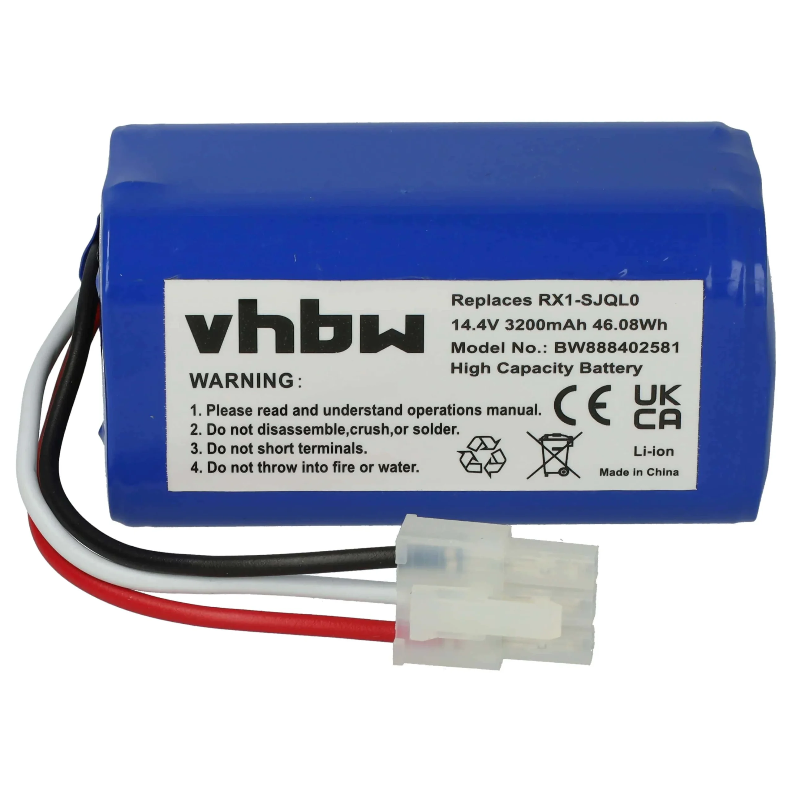 Batterie remplace iClebo EBKRWHCC00978, EBKRTRHB000118-VE pour robot aspirateur iClebo - 3200mAh 14,4V Li-ion