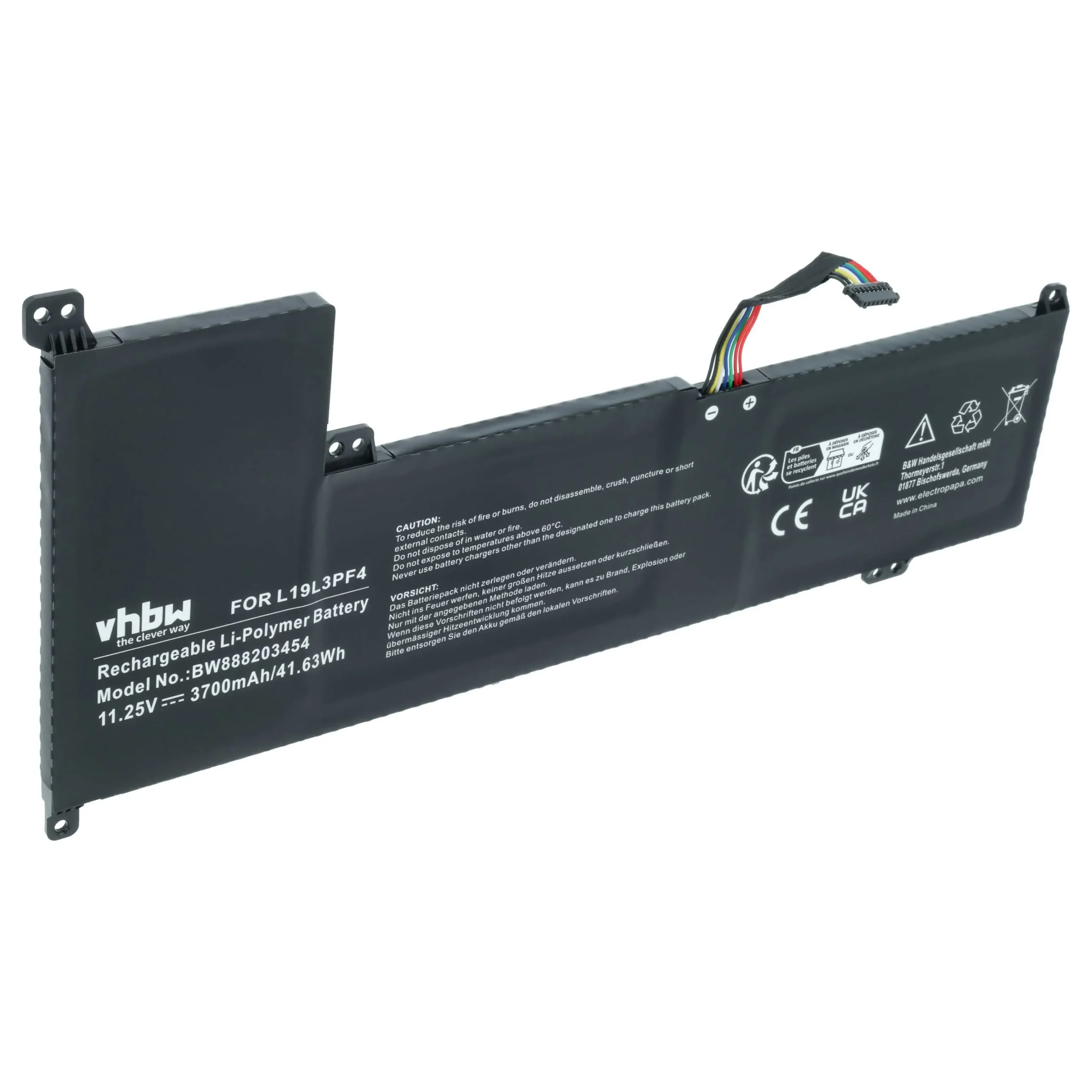 Batterie remplace Lenovo L19C3PF6, 5B10W89838 pour ordinateur portable Lenovo- 3700mAh 11,25V Li-polymère