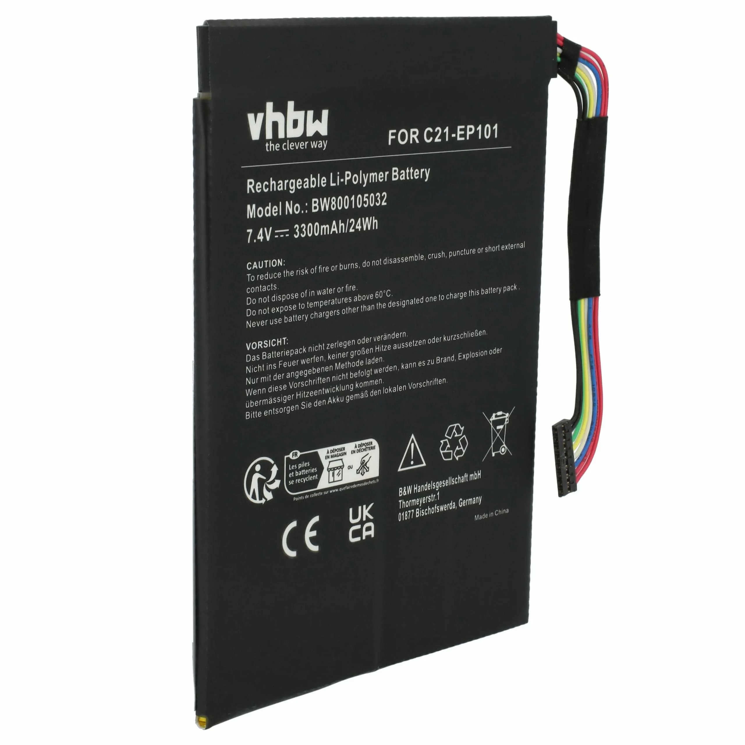 Batterie remplace Asus C21-EP101, C21EP101 pour ordinateur portable Asus- 3300mAh 7,4V Li-polymère, noir