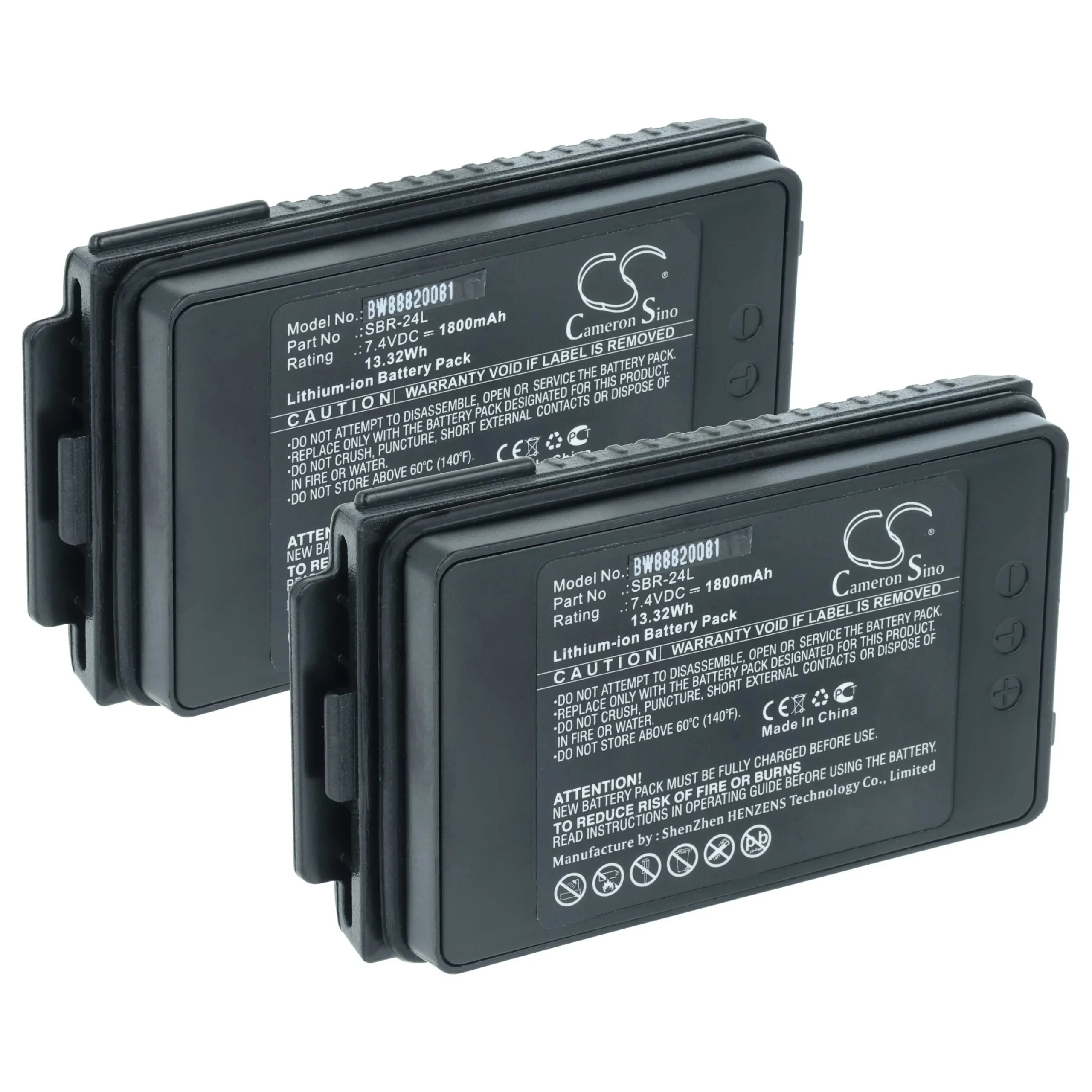 2x Batteries remplace Yaesu SBR-24L pour radio talkie-walkie Yaesu- 1800mAh 7,4V Li-ion