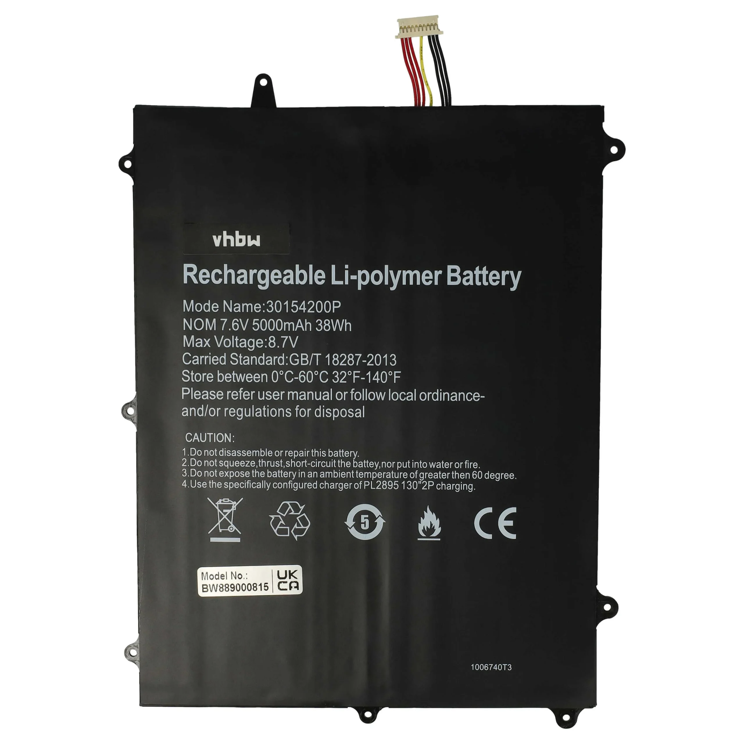 Batterie remplace Jumper TH133K-MC, HW-3487265 pour ordinateur portable Trekstor- 5000mAh 7,6V Li-polymère
