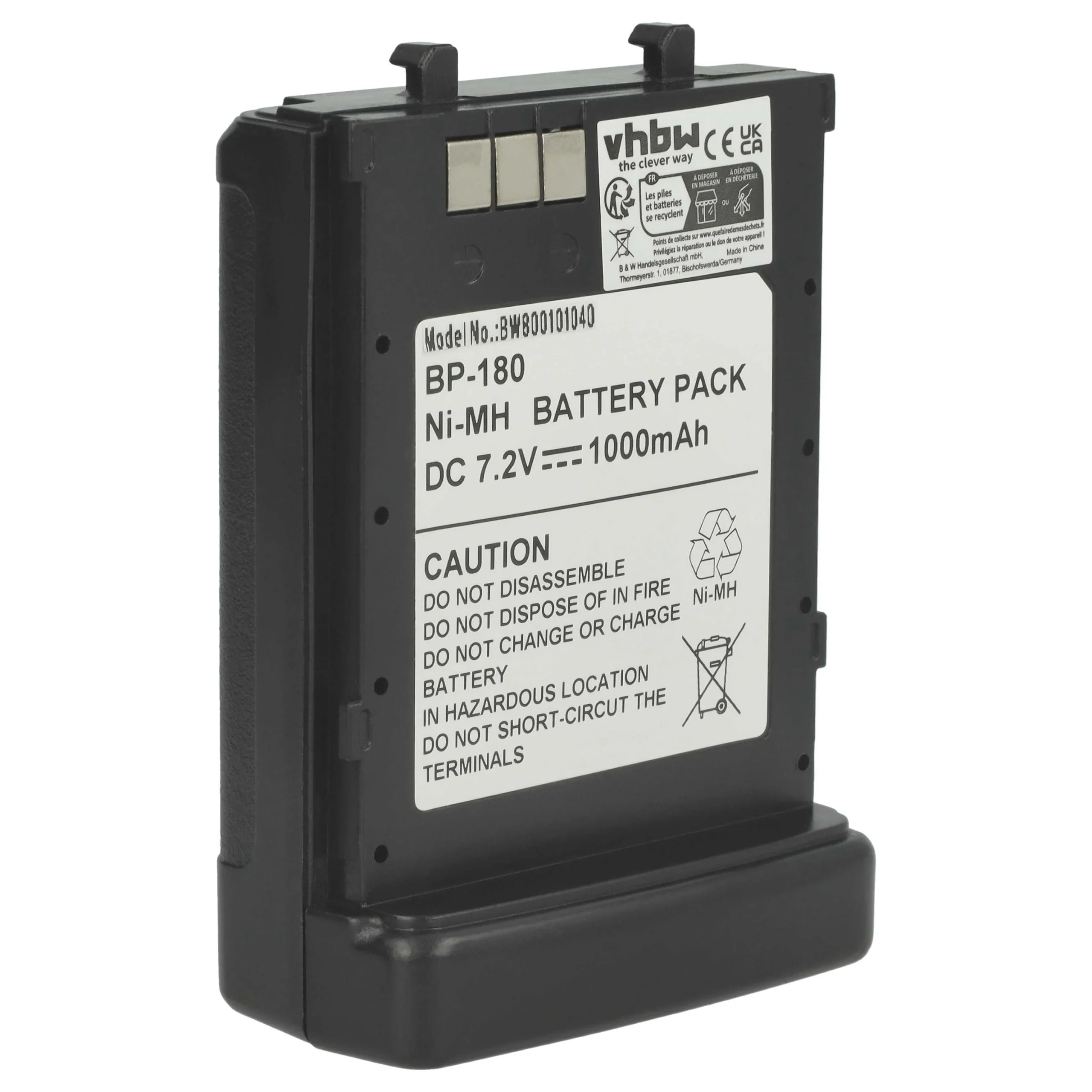 Batterie remplace Icom BP-173, BP-180H, BP-180 pour radio talkie-walkie Icom- 1000mAh 7,2V NiMH