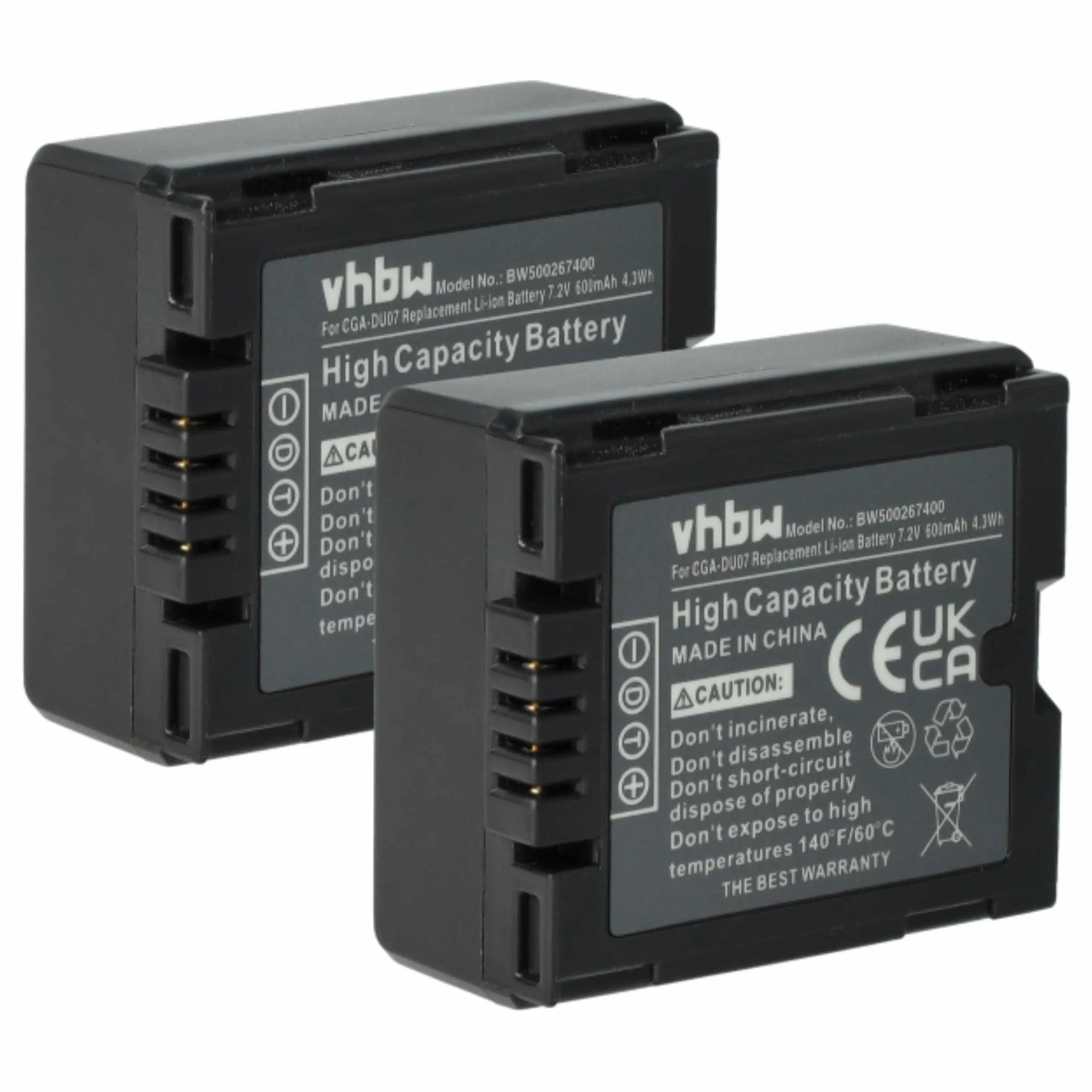 2x Batteries remplace Hitachi DZ-BP07s, DZ-BP14s, DZ-BP21s pour caméscope Hitachi- 600mAh 7,2V Li-ion