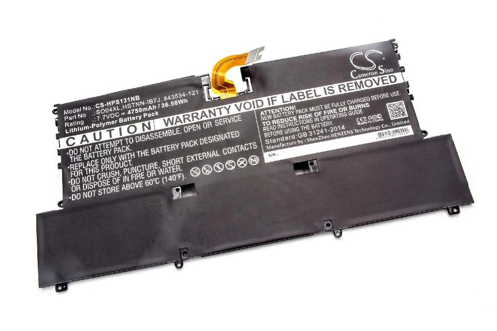 Batterie remplace SO04XL, HSTNN-IB7J, 843534-121 pour ordinateur portable HP- 4750mAh 7,7V Li-polymère, noir