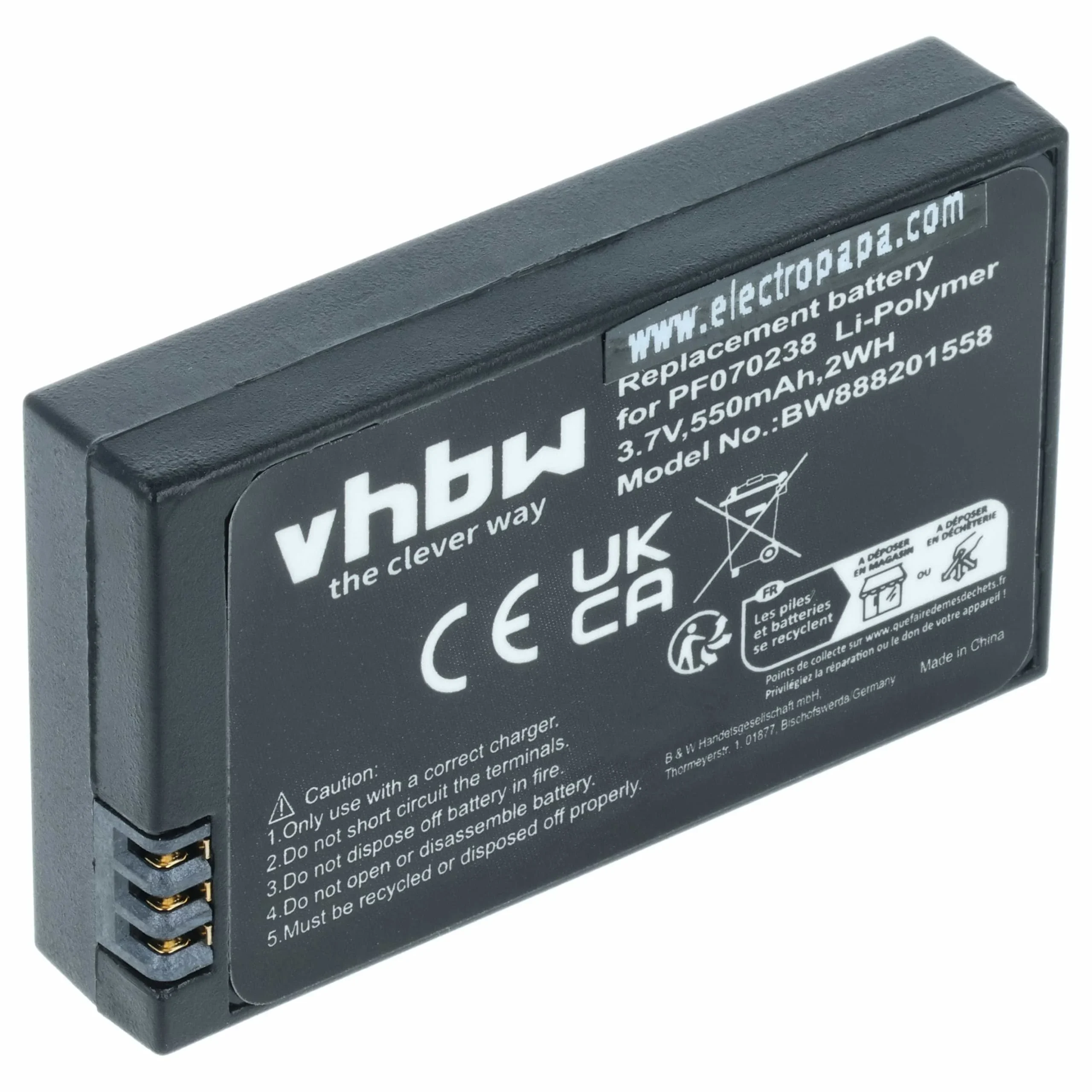 Batterie remplace Parrot MCSAS00314, MCSAS00319, PF070238 pour drone Parrot- 550mAh 3,7V Li-polymère