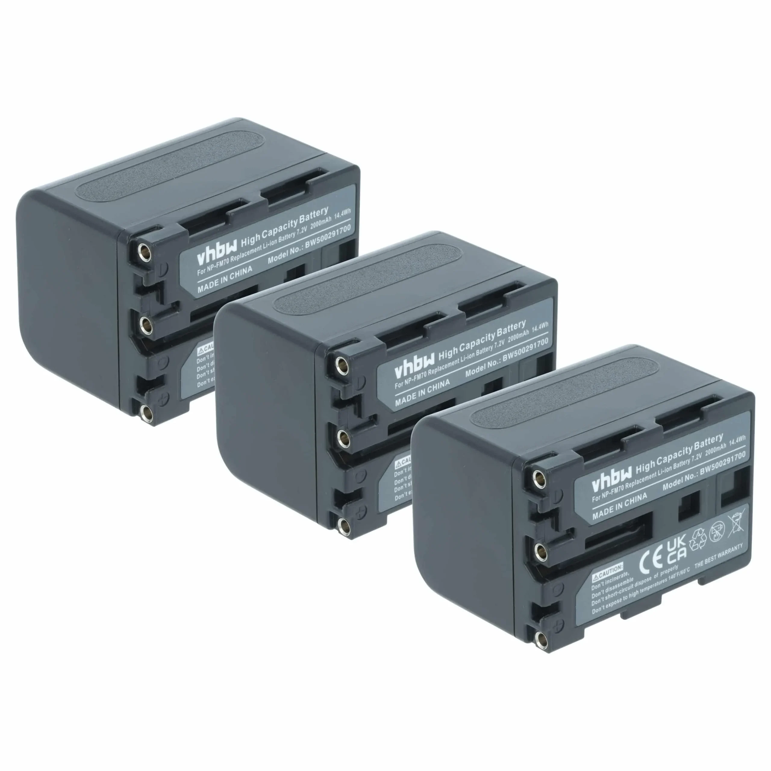 3x Batteries remplace Sony NP-FM30, NP-FM50, NP-FM70, NP-FM90 pour caméscope Sony- 2000mAh 7,2V Li-ion