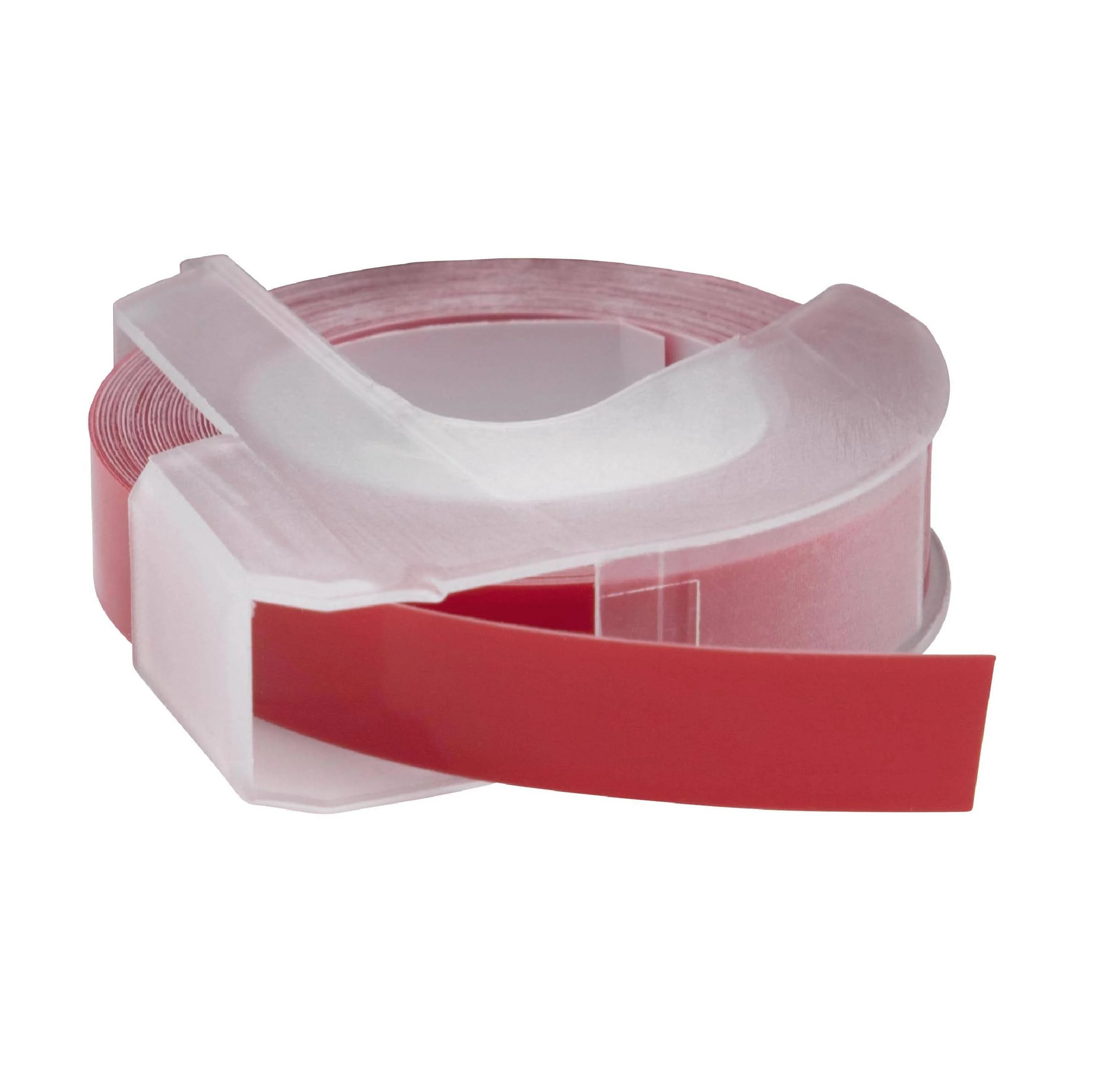 5x Cassettes à ruban, gaufrage relief remplacent Dymo 520102 - 9mm lettrage Blanc ruban Rouge, plastique
