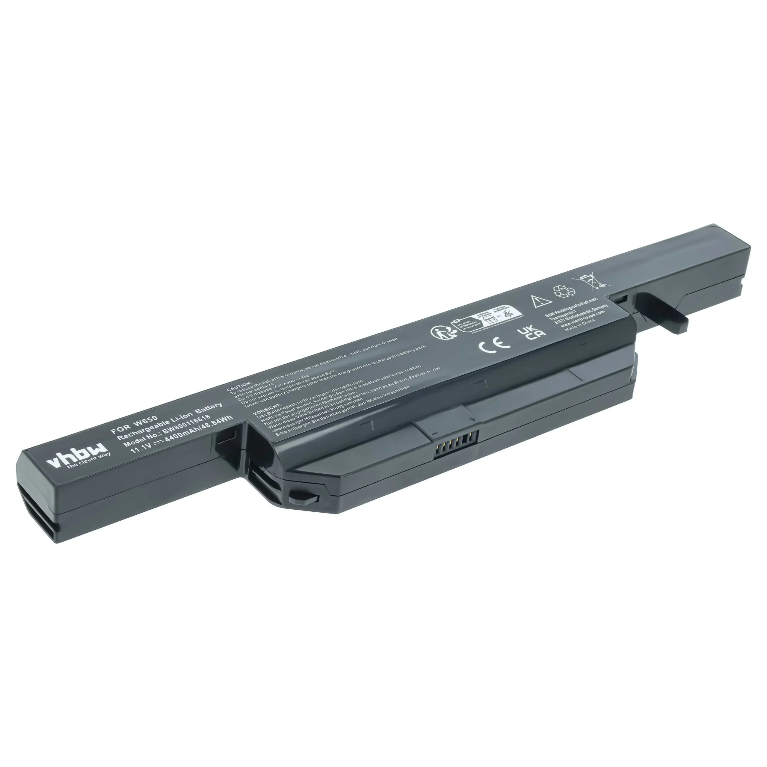 Batterie remplace Clevo 6-87-W650S-4D4A pour ordinateur portable Clevo- 4400mAh 11,1V Li-ion, noir
