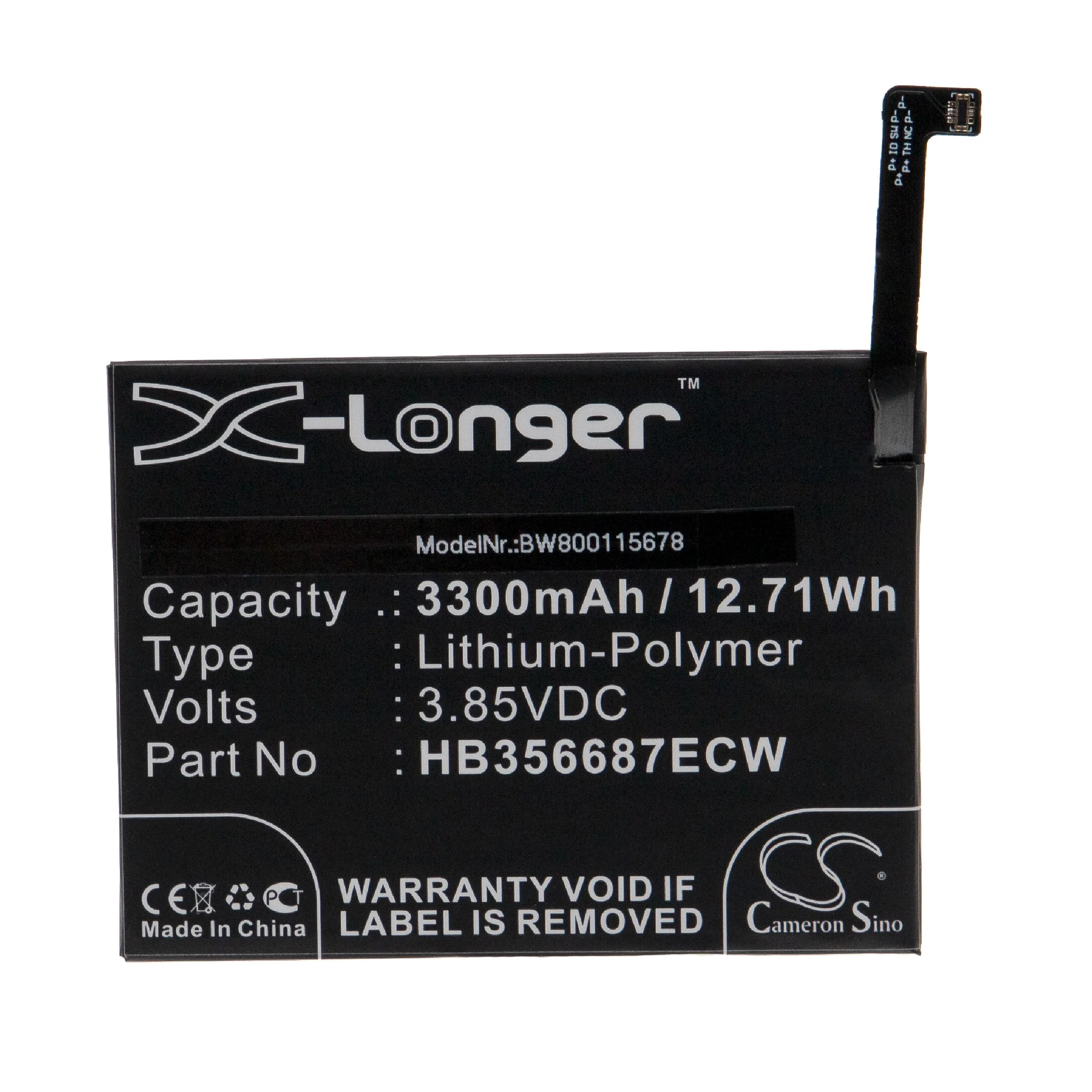 Batterie remplace Huawei HB356687ECW téléphone portable Huawei - 3300mAh 3,85V Li-polymère