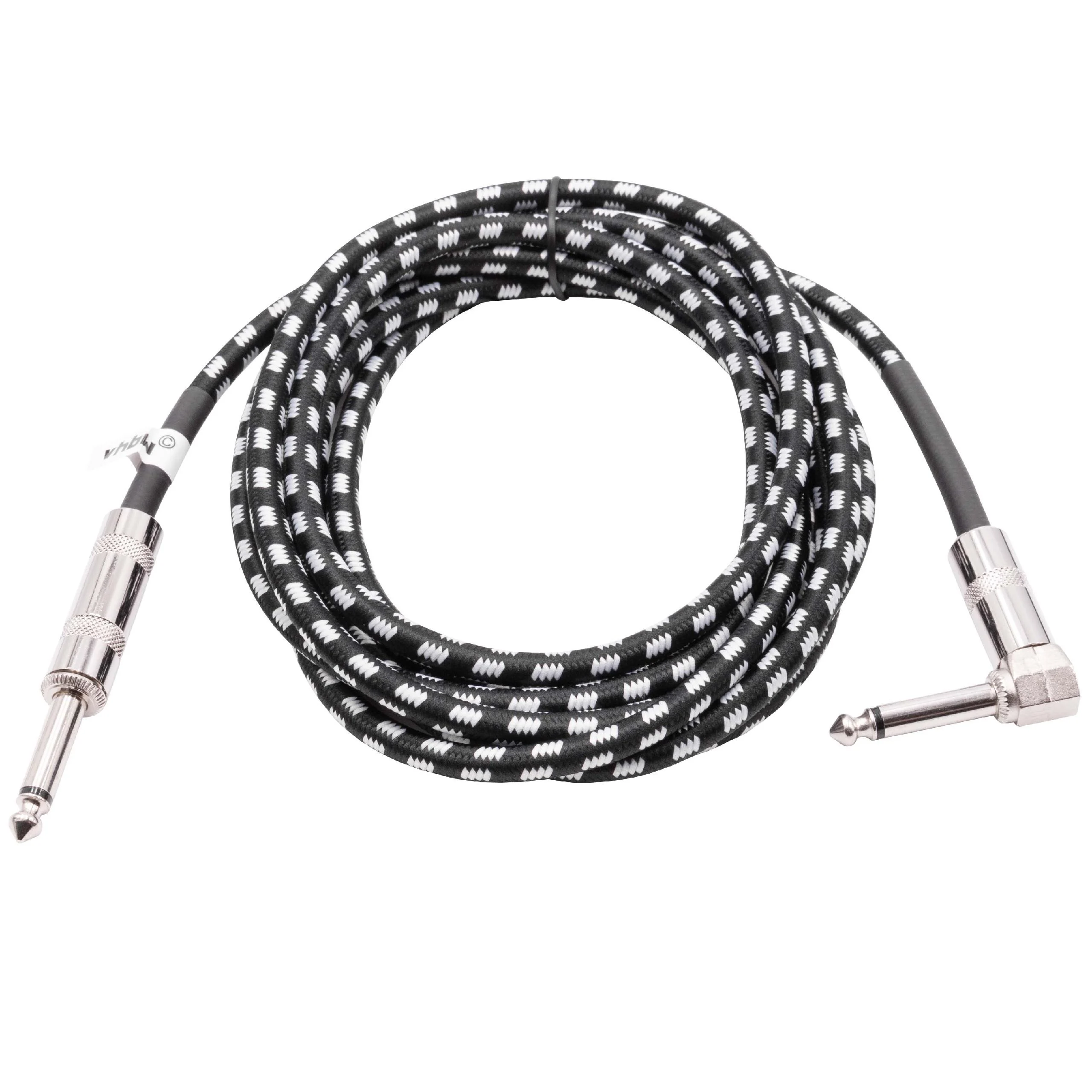Câble audio pour guitare - Compatible avec les fiches audio 6,35 mm, 3 m, droit-coudé, tressé