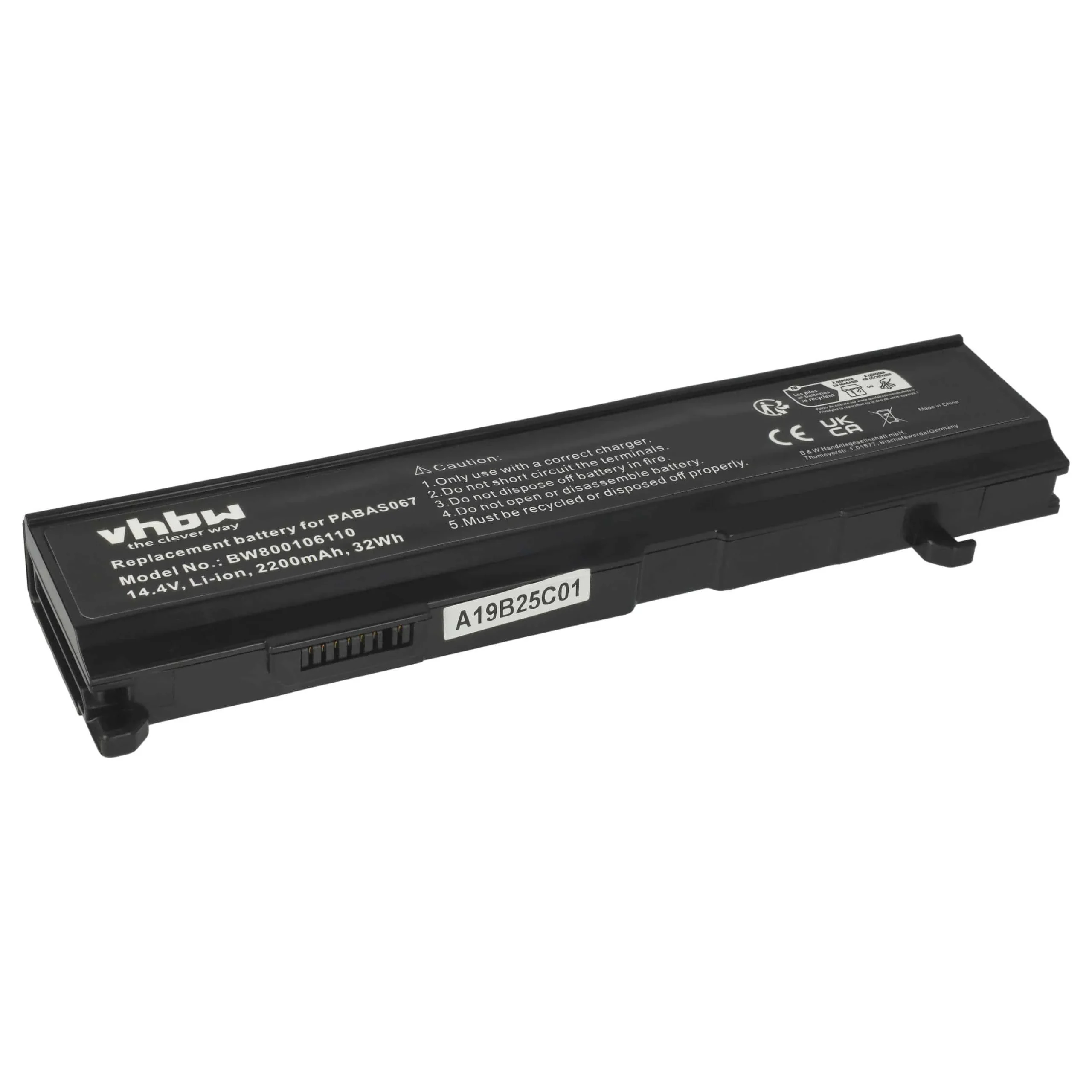 Batterie remplace Toshiba PA3451U-1BRS, PABAS067 pour ordinateur portable Toshiba- 2200mAh 14,4V Li-ion, noir