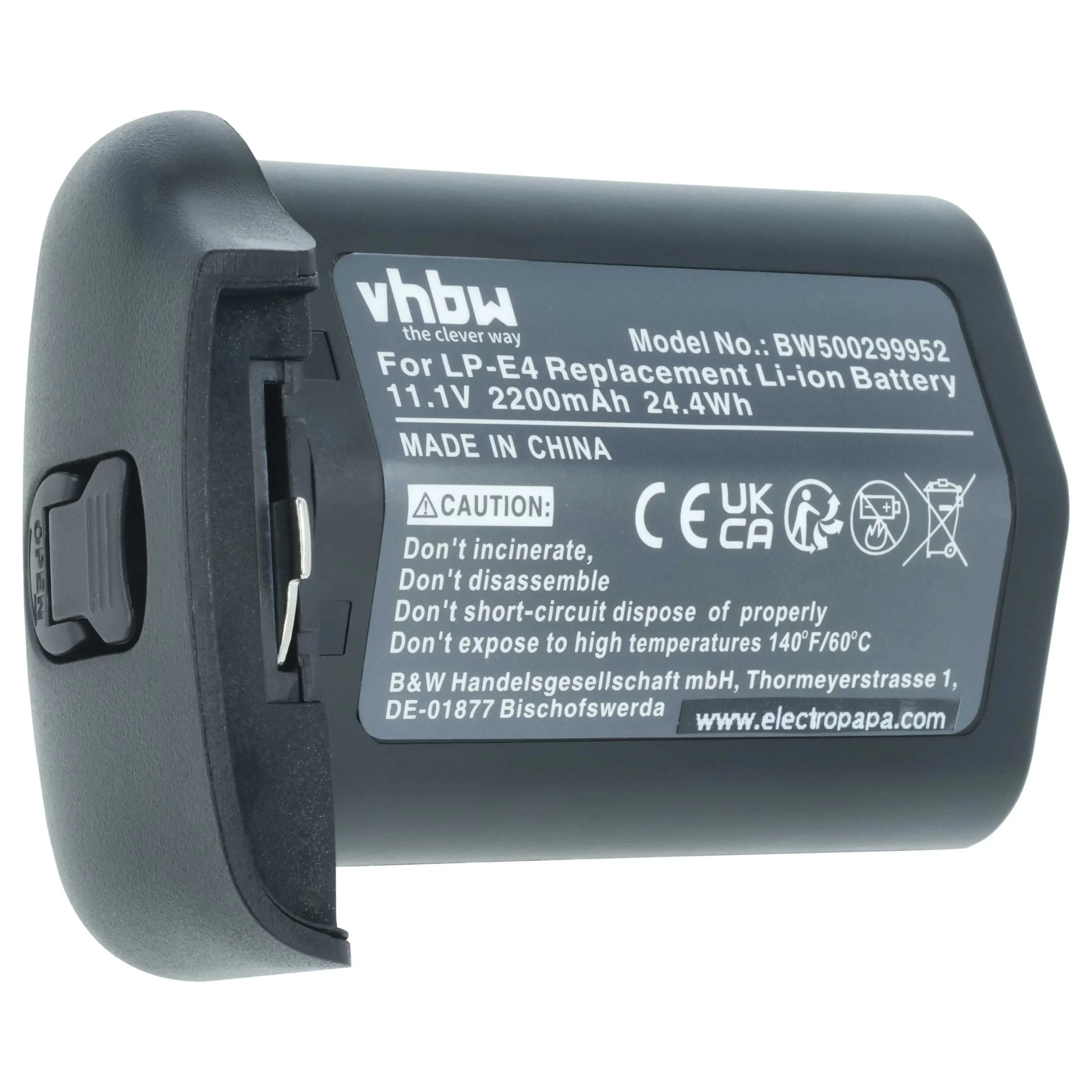 Batterie remplace Canon LP-E4N, LP-E4 pour appareil photo Canon- 2200mAh 11,1V Li-ion