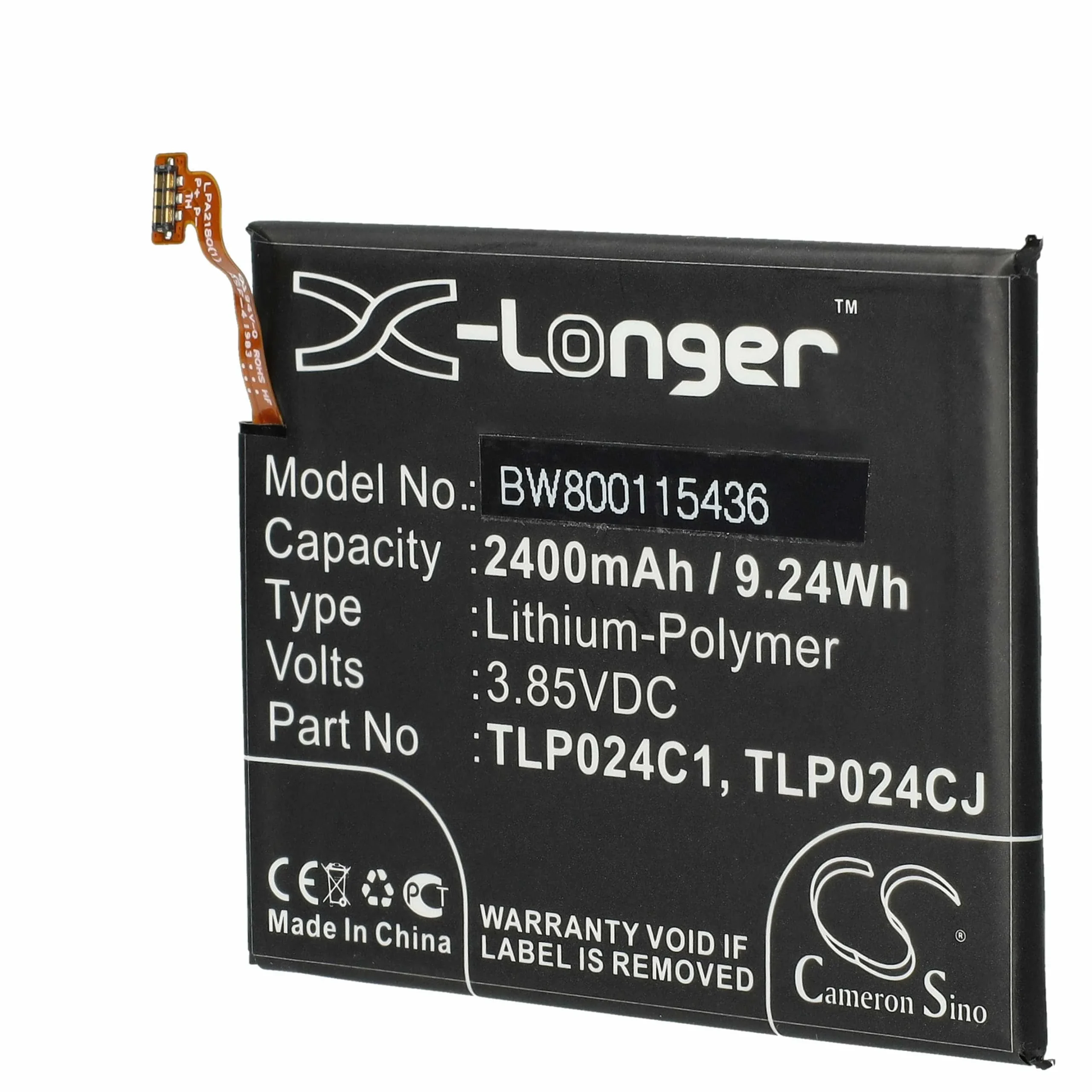 Batterie remplace TLP024C1, CAC2400011C1, C2400007C2 téléphone portable Vodafone - 2400mAh 3,7V Li-polymère