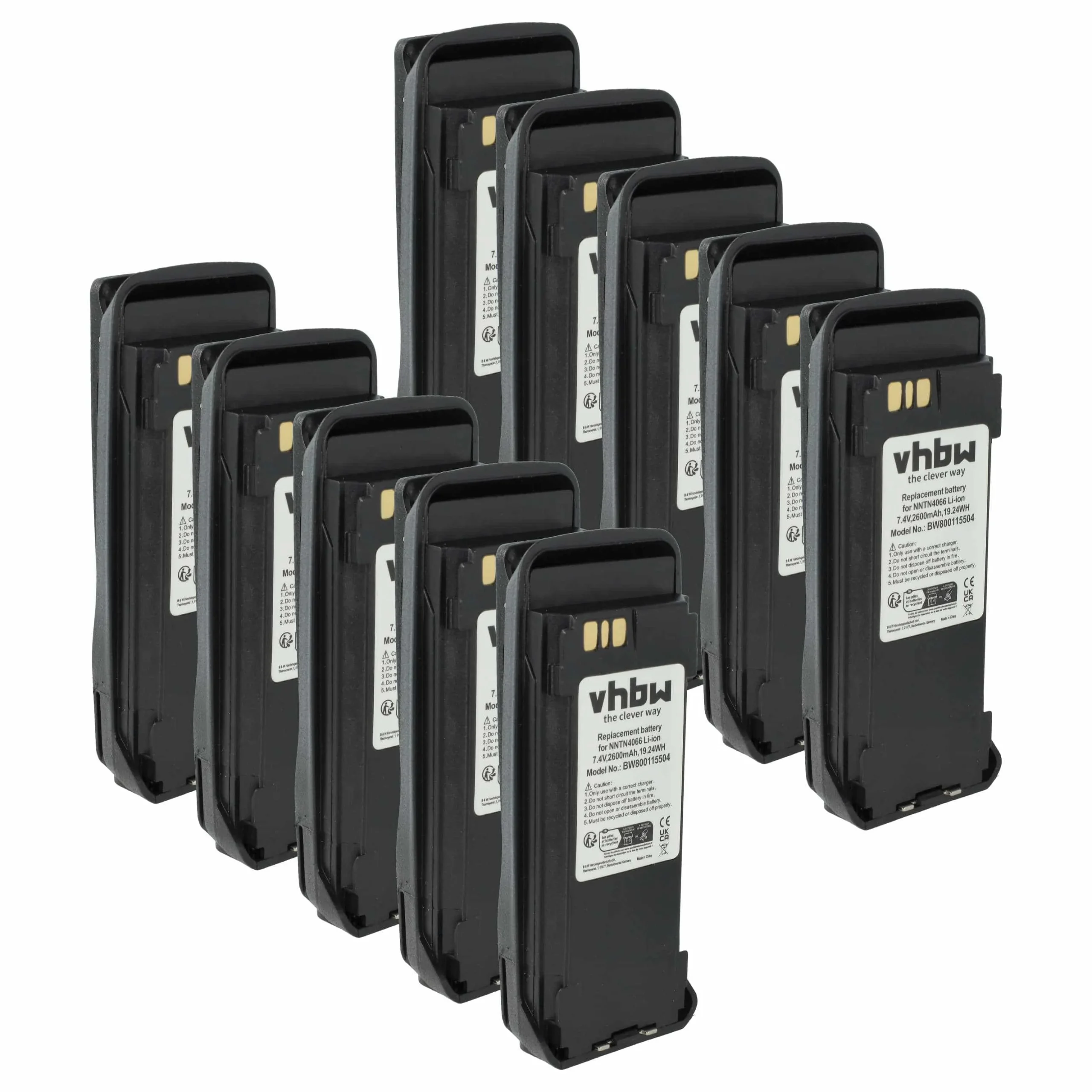 10x Batteries remplace Motorola NNTN4066, NNTN4077 pour radio talkie-walkie Motorola- 2600mAh 7,4V Li-ion