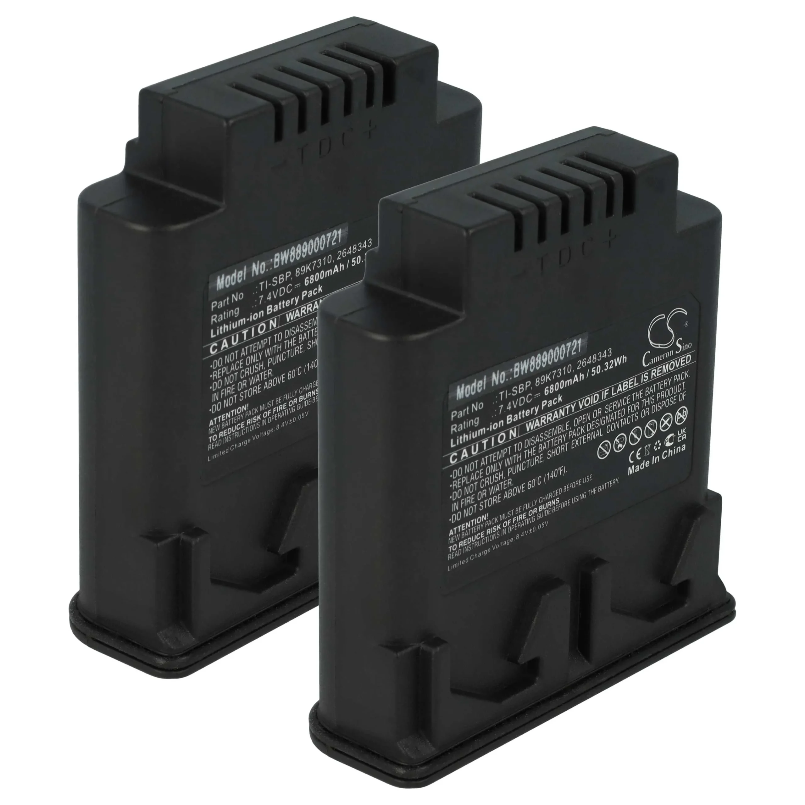 Batterie (2 pcs.) remplace Fluke 89K7310, TI-SBP, 2648343 caméra infrarouge - 6800mAh 7,4V Li-ion
