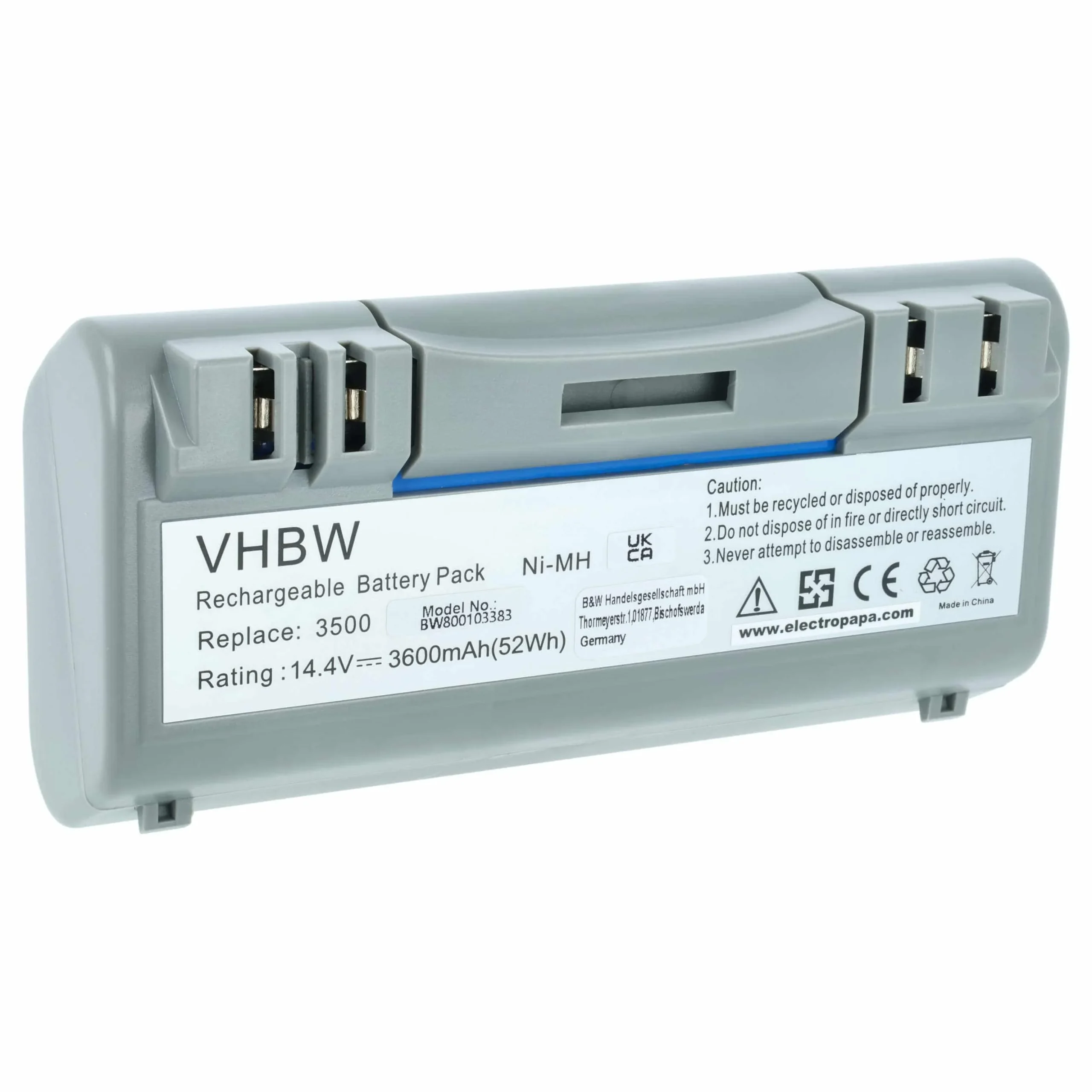 Batterie remplace AEG SP385-BAT, 14904, SP5832 pour robot aspirateur iRobot - 3600mAh 14,4V NiMH