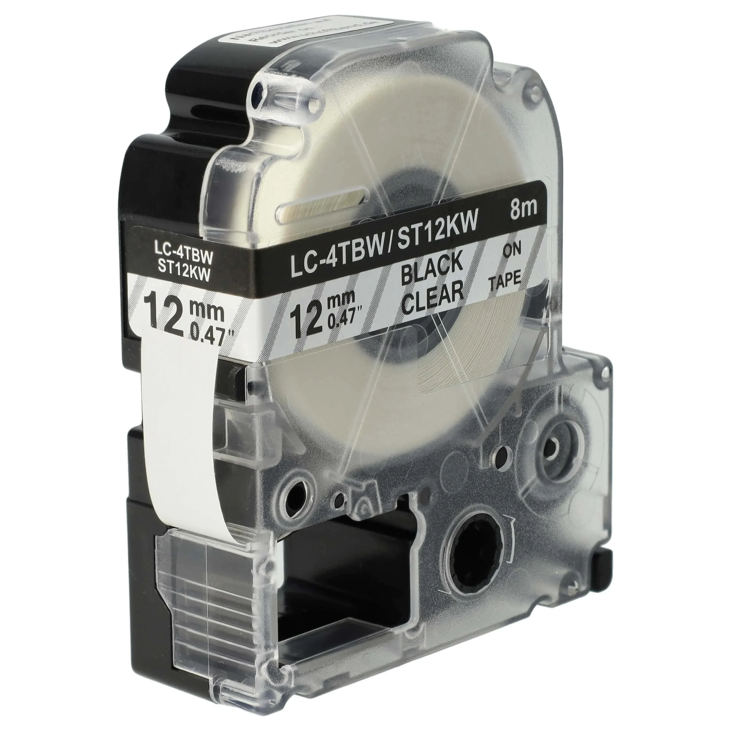 Cassette à ruban remplace Epson LC-4TBW - 12mm lettrage Noir ruban Transparent, plastique