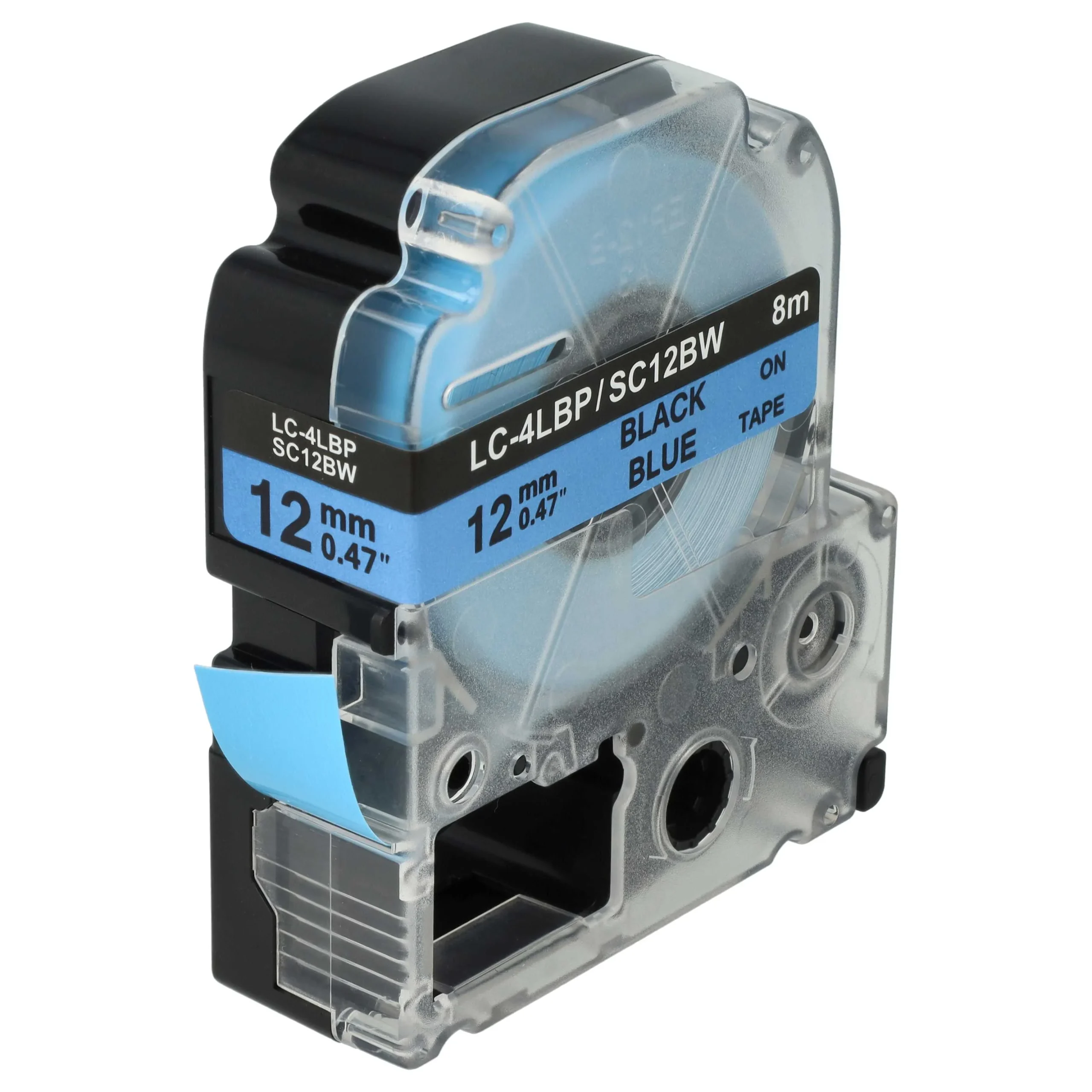 Cassette à ruban remplace Epson LC-4LBP - 12mm lettrage Noir ruban Bleu, plastique