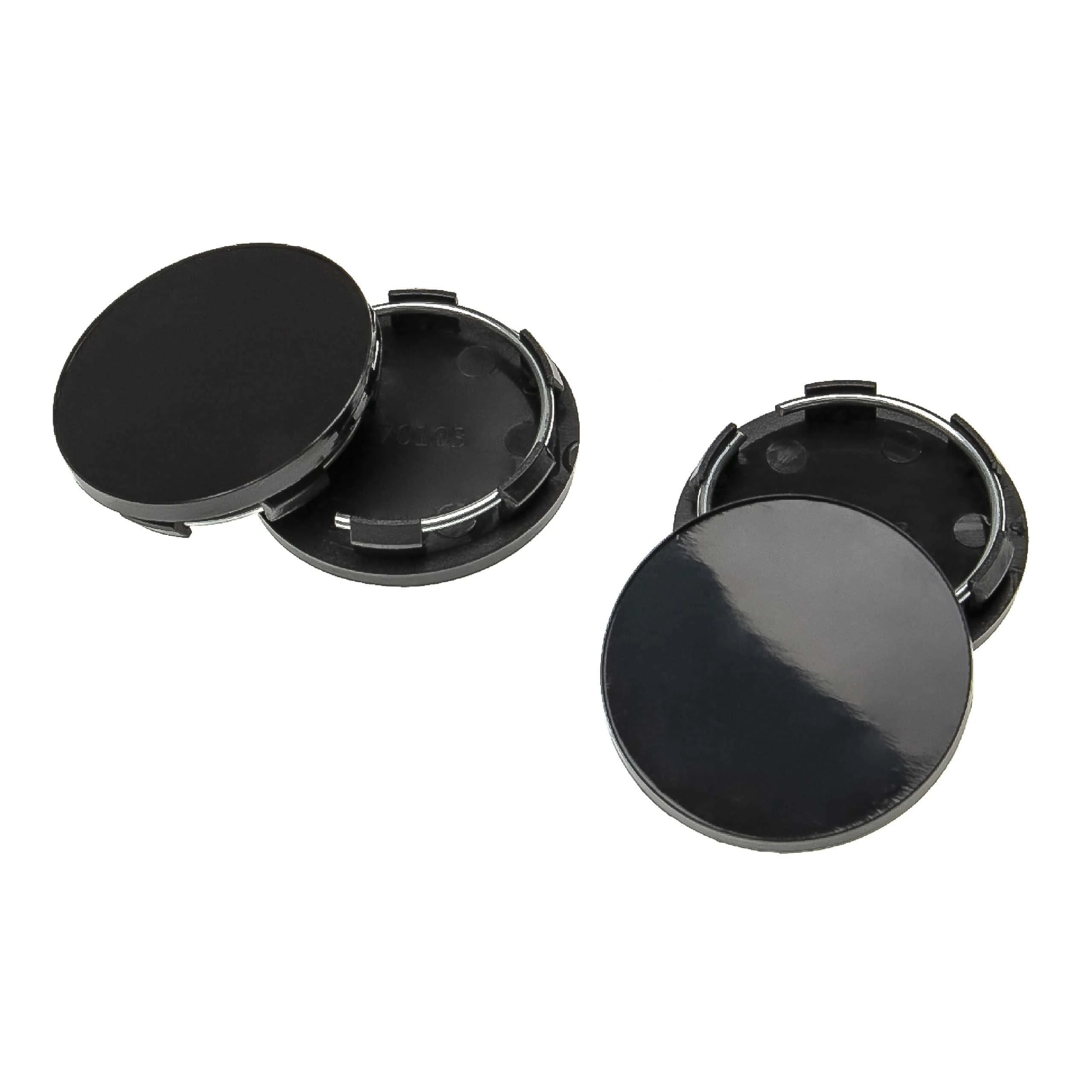 4x Cache de moyeu remplace C-70103 pour voitures, camions - Capuchon de 51 mm, noir, plastique