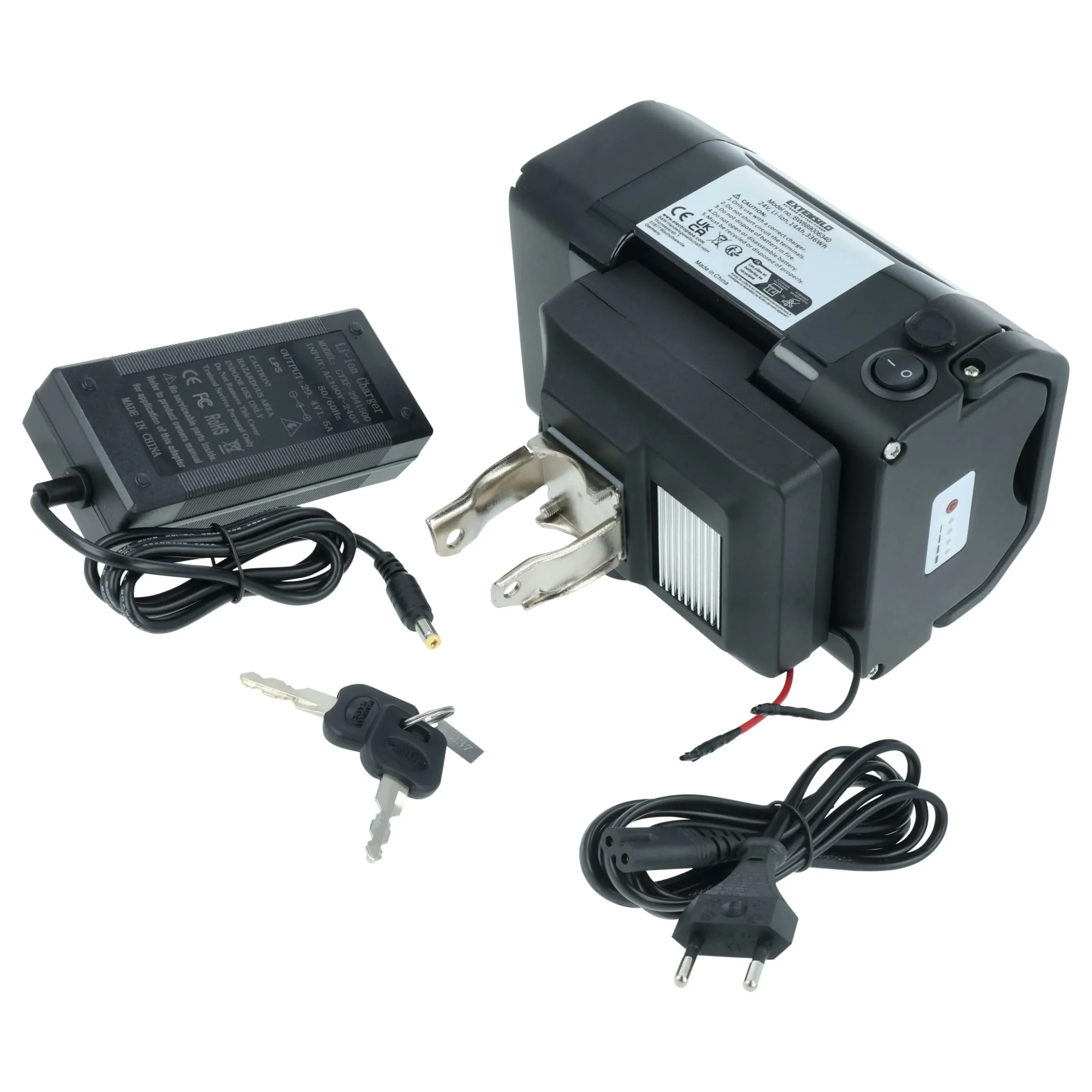 Batterie pour E-Bike AVE, BBF, Bergamonte Summerville, Bergsieger - 14Ah 24V Li-ion chargeur noir