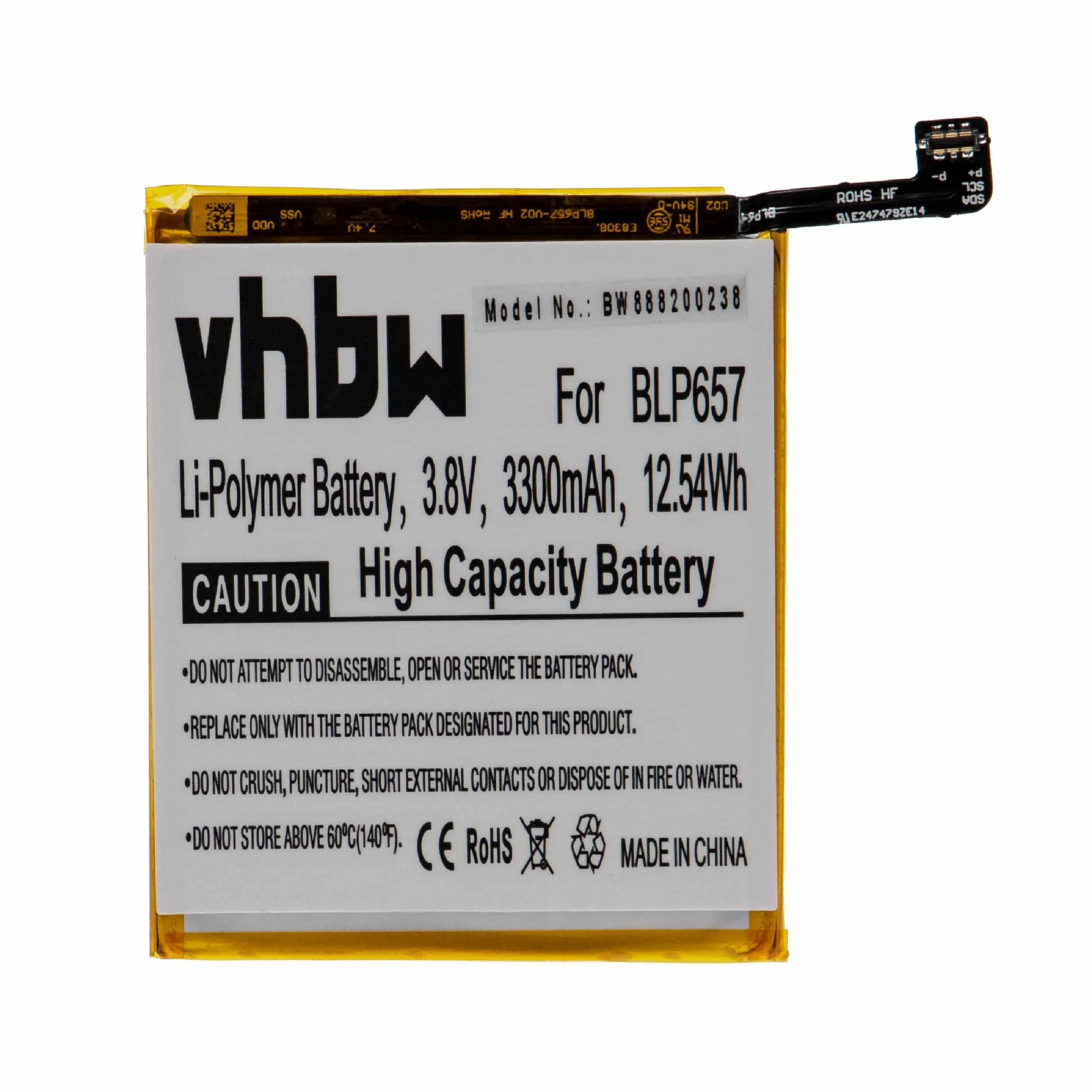 Batterie remplace OnePlus BLP657 téléphone portable OnePlus - 3300mAh 3,85V Li-polymère