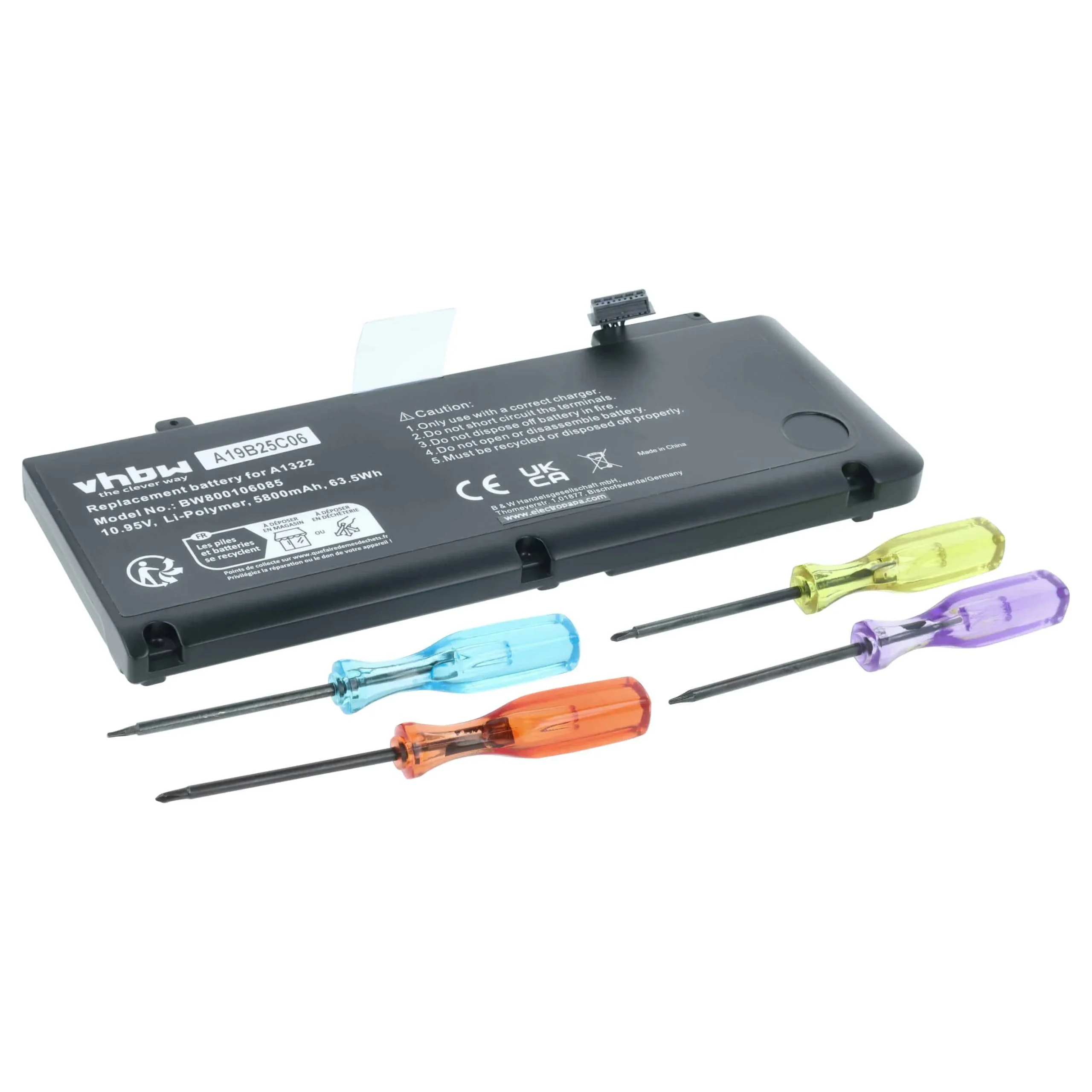 Batterie remplace Apple 661-5229, 020-6547-A pour ordinateur portable Apple- 5800mAh 10,95V Li-polymère, noir