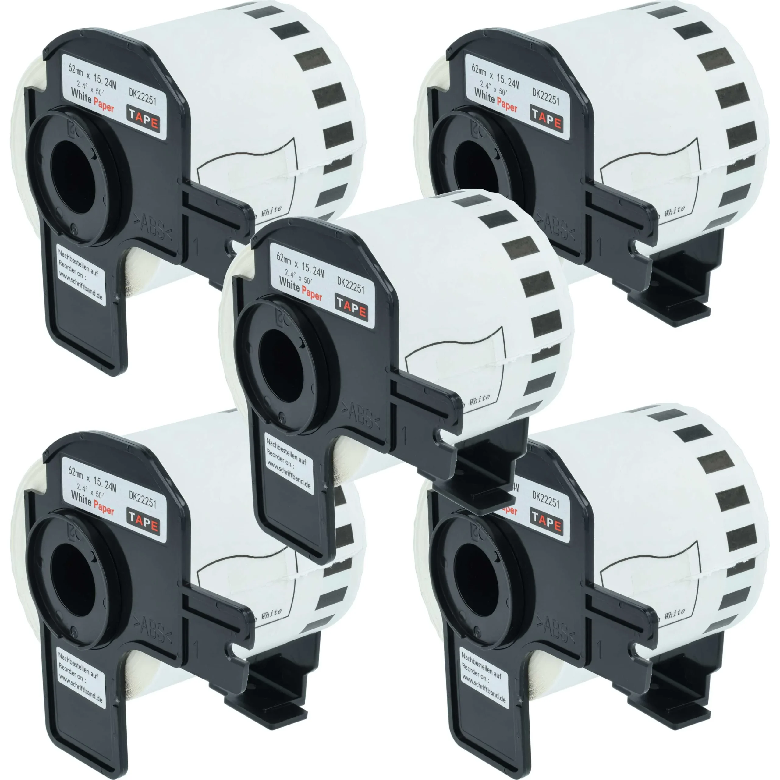 5x Étiquette remplacent Brother DK-22251 pour imprimante étiqueteuse - 62mm x 15,24m + support
