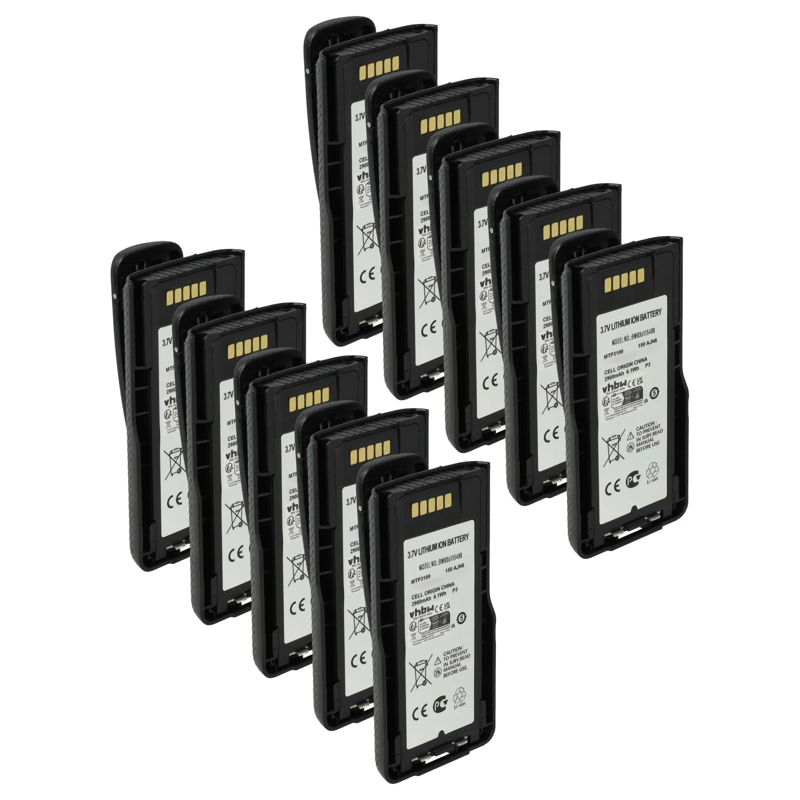 10x Batteries remplace Motorola NNTN8020A, NNTN8020 pour radio talkie-walkie Motorola- 2900mAh 3,7V Li-ion
