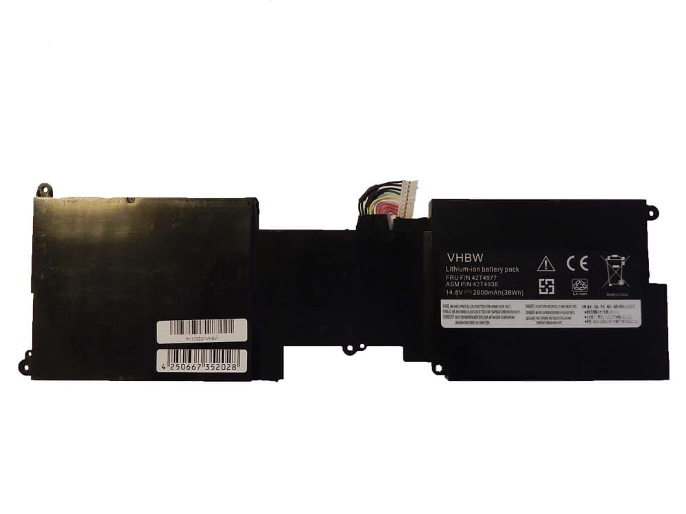 Batterie remplace Lenovo 42T4938, 42T4937, 0A36279 pour ordinateur portable Lenovo- 2600mAh 11,1V Li-ion, noir