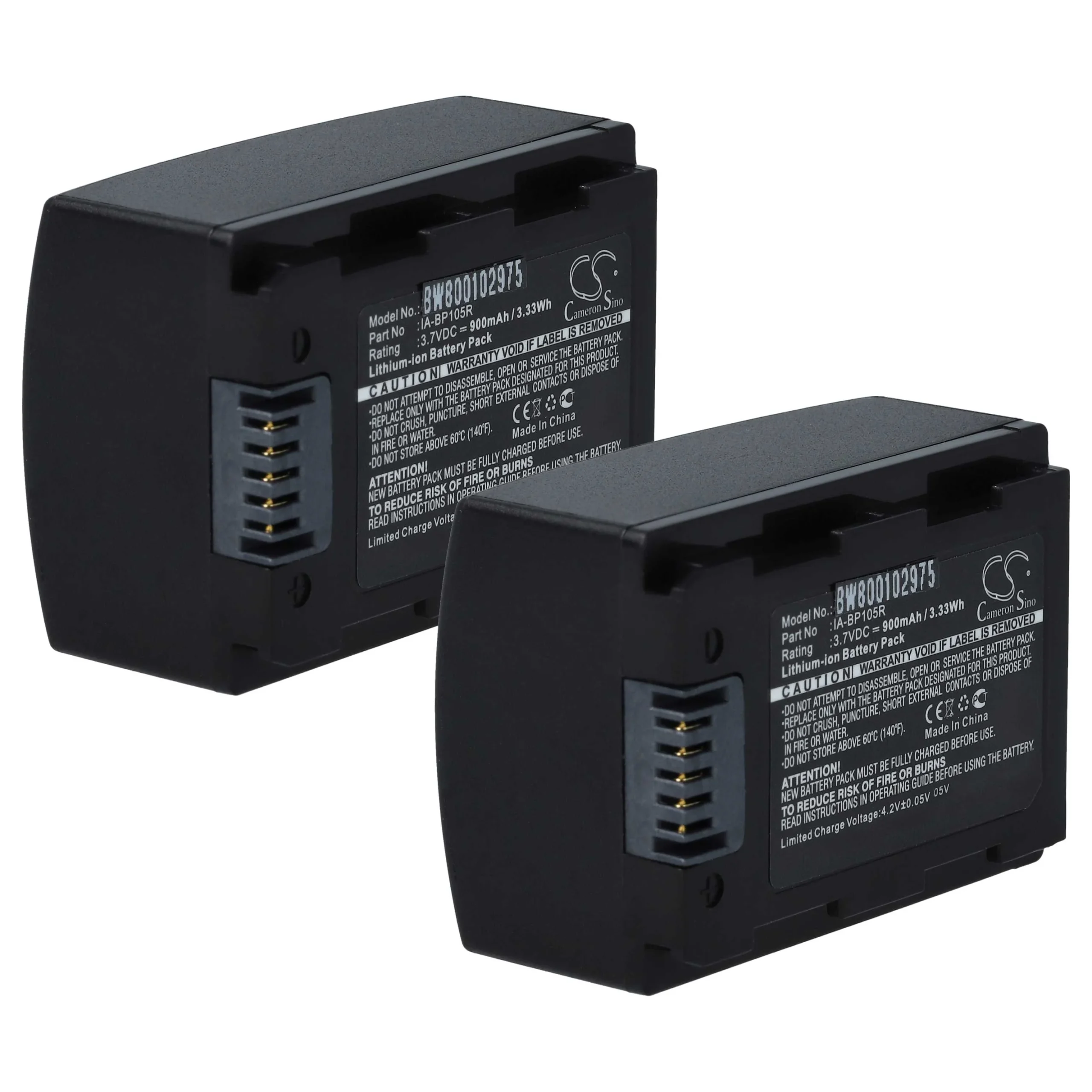 2x Batteries remplace Samsung IA-BP105R pour caméscope Samsung- 1100mAh 3,7V Li-ion