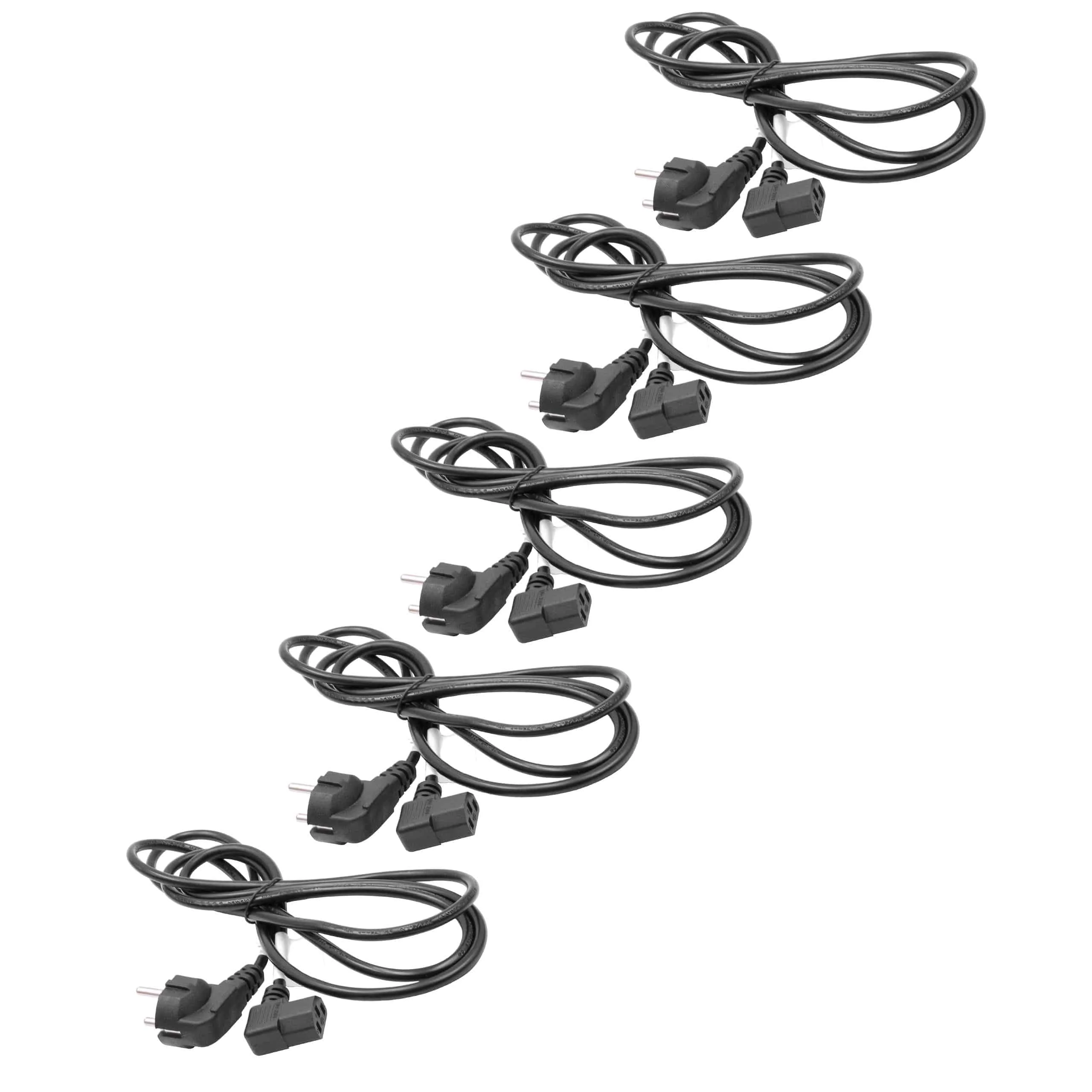 5x Câbles d'alimentation C13 prise Euro pour appareils électriques - 2m en angle
