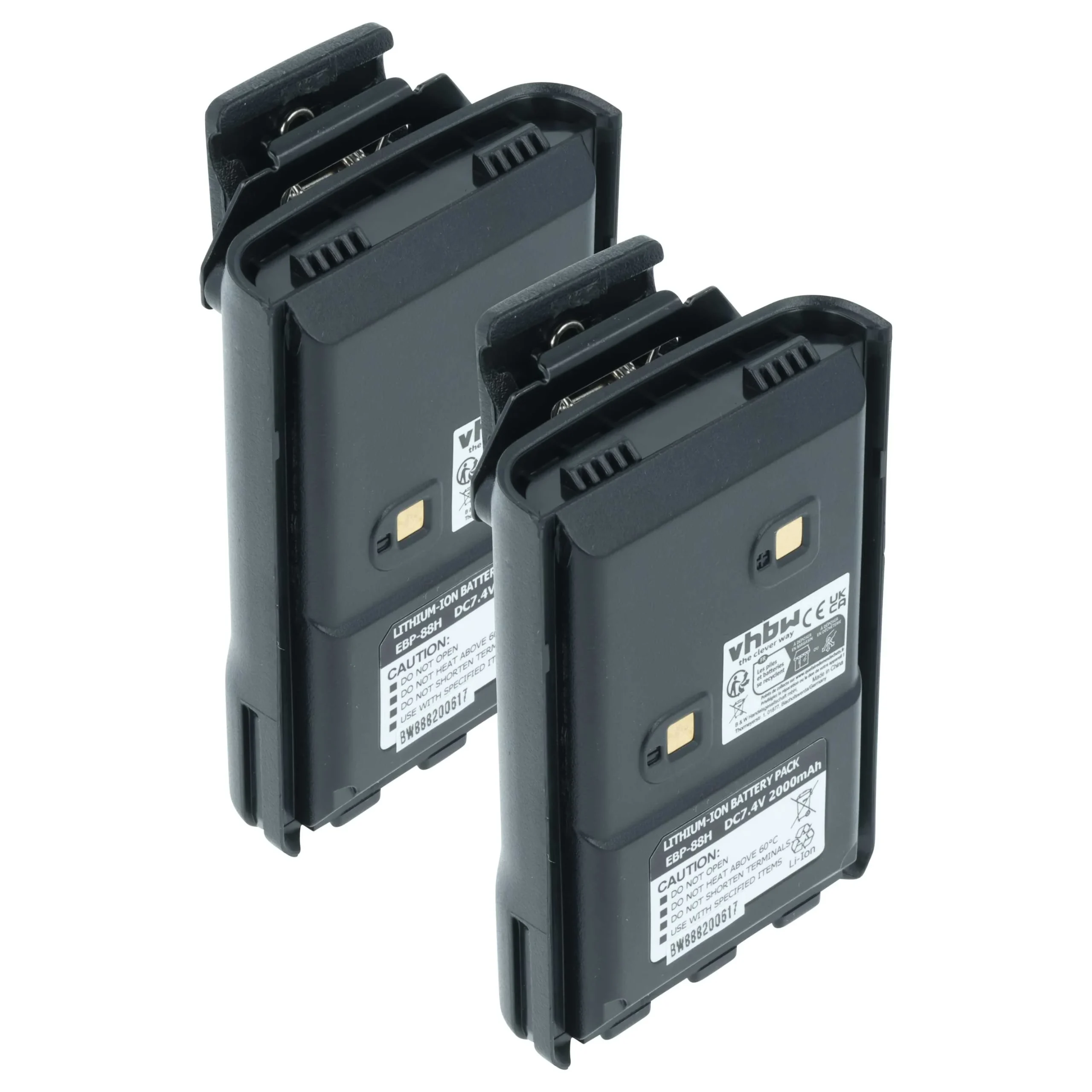 2x Batteries remplace Alinco EBP-88, EBP-88H pour radio talkie-walkie Alinco- 2000mAh 7,4V Li-ion