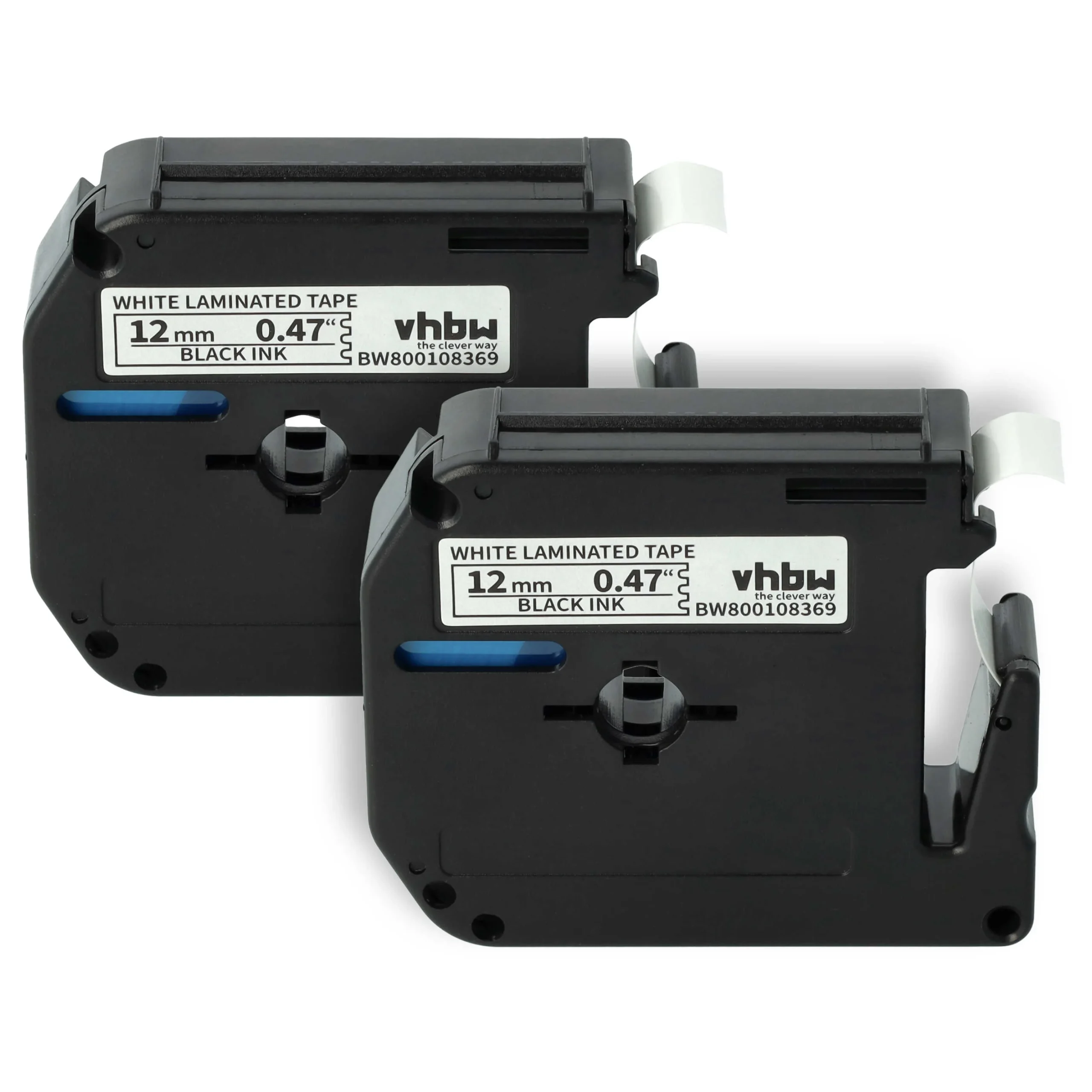 2x Cassettes à ruban remplacent Brother M-K231 - 12mm lettrage Noir ruban Blanc, plastique