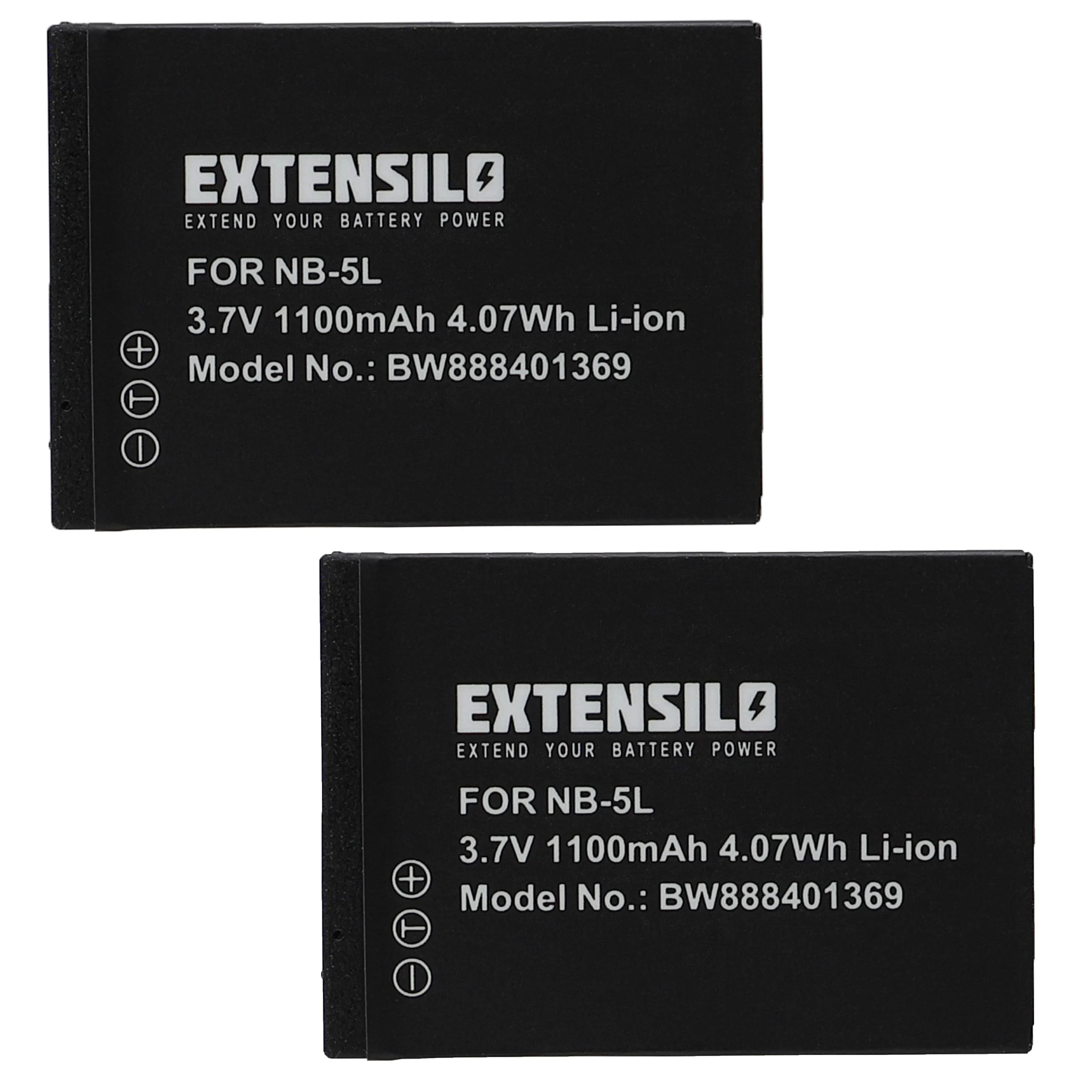 2x Batteries remplace Canon NB-5L pour appareil photo Canon- 1100mAh 3,7V Li-ion
