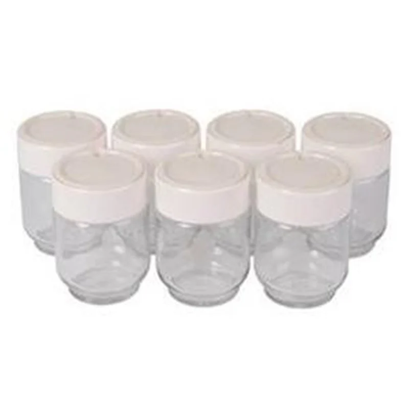 7 pots verre couvercle blanc avec dateur pour yaourtière Yogurta & Yogurteo A14A03 - Promos