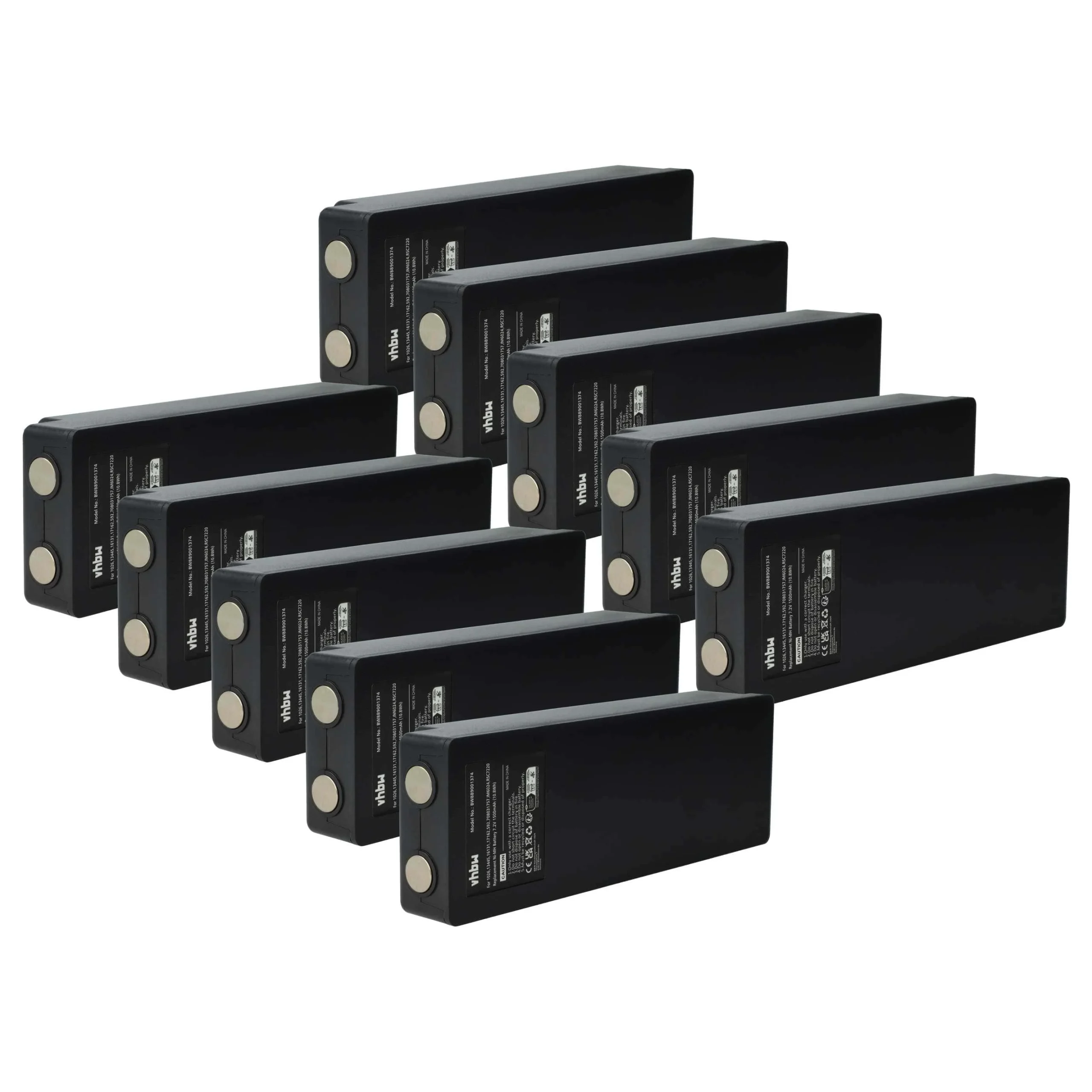Batterie (10 pièces) remplace Palfinger IM6024, 17162, 708031757, 16131, 1026, 13445 - 1500mAh 7,2V NiMH