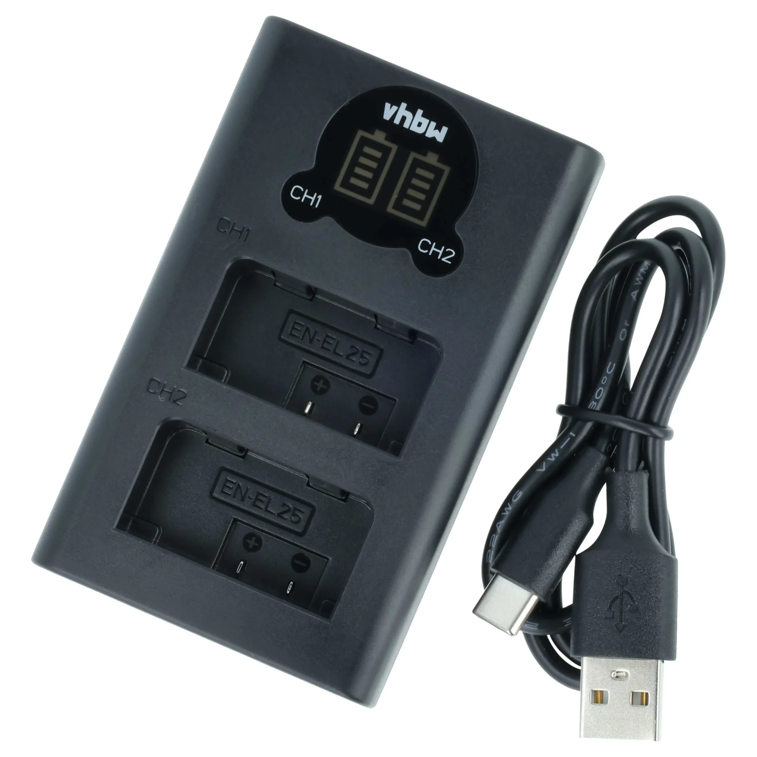 Chargeur Micro-USB + USB-C + câble USB-C pour appareil photo Nikon Z50, Z Fc, Z30, Z50 II