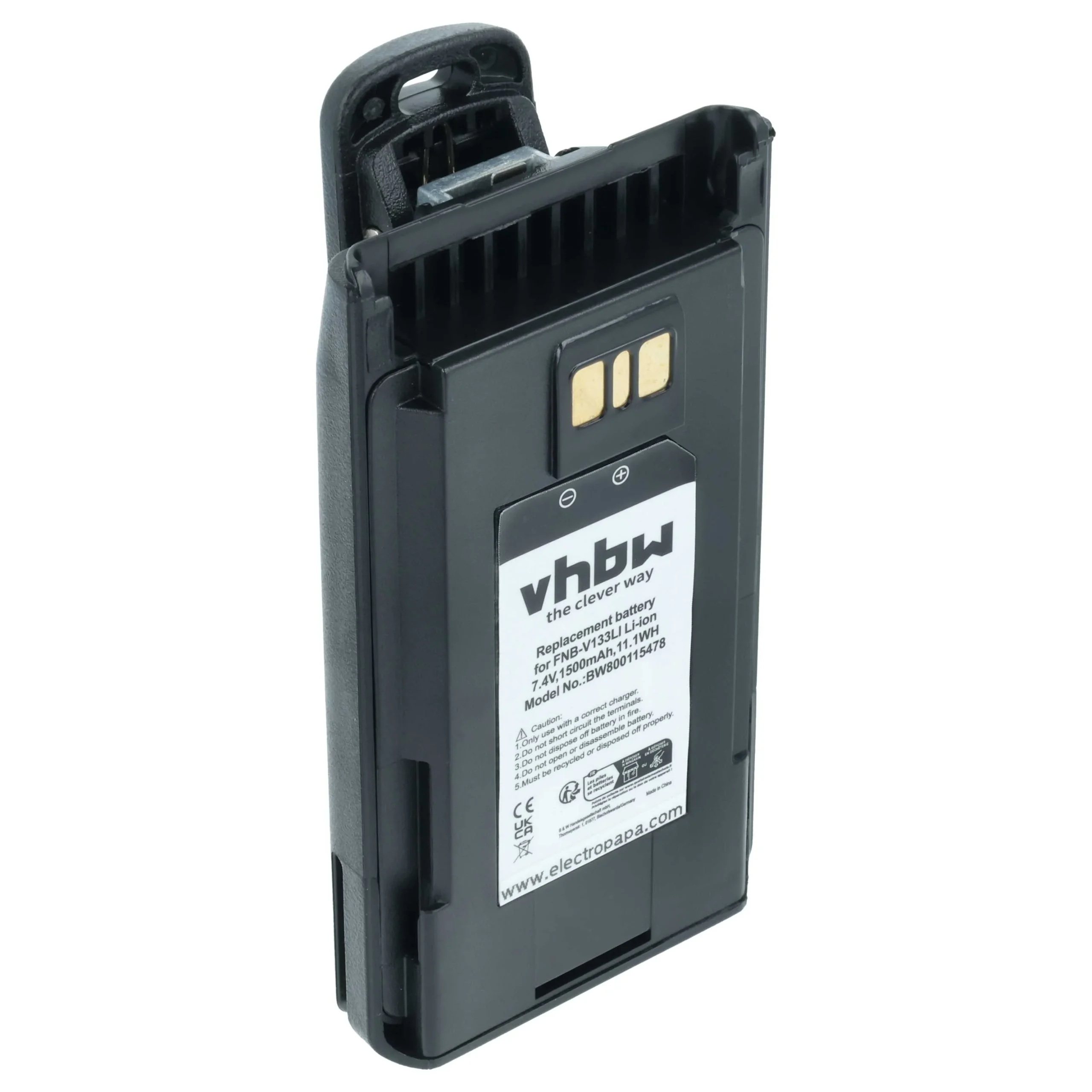 Batterie remplace Motorola AAJ67X001 pour radio talkie-walkie Yaesu Vertex- 1500mAh 7,4V Li-ion