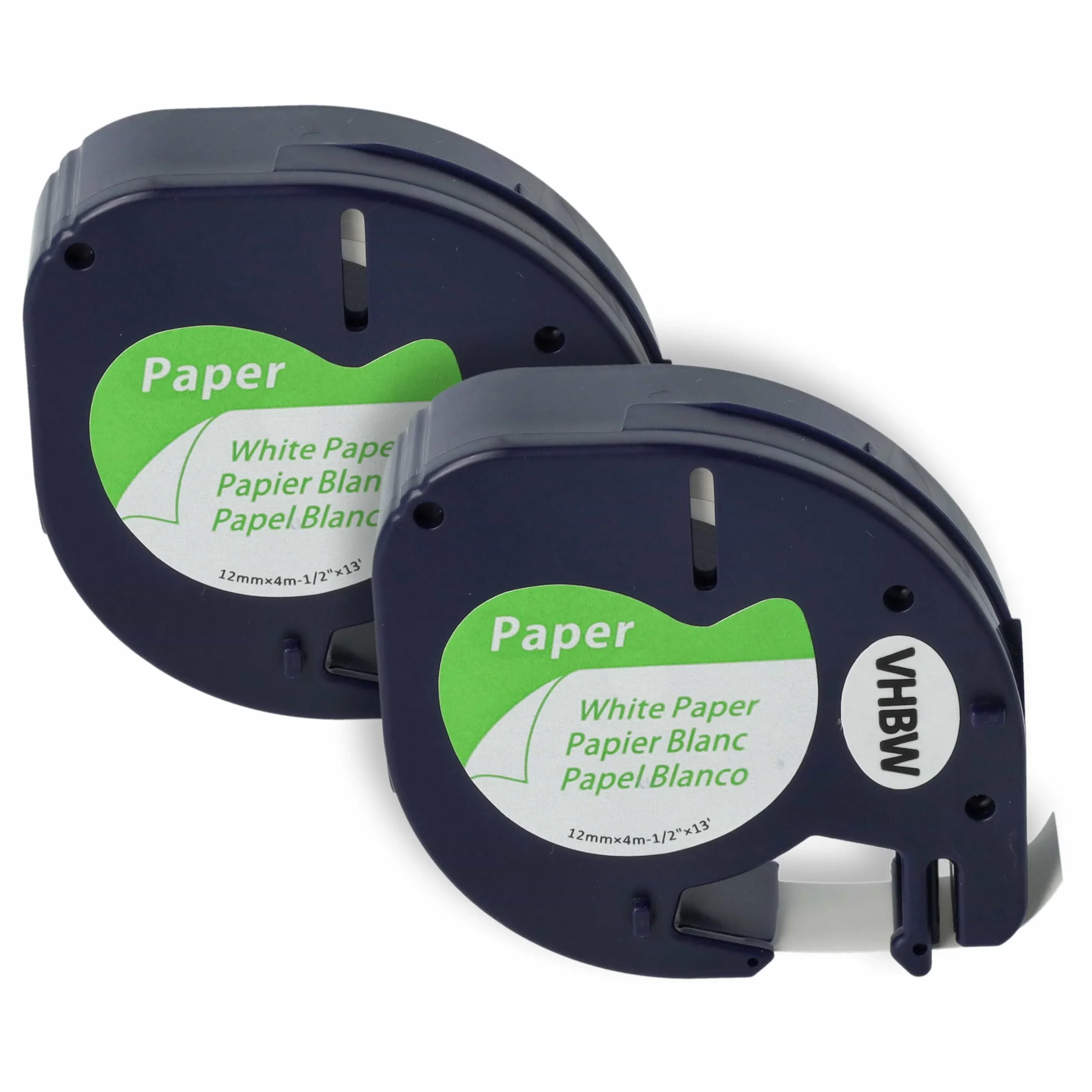 2x Cassettes à ruban en papier remplacent Dymo 91200 - 12mm lettrage Noir ruban Blanc, papier / plastique