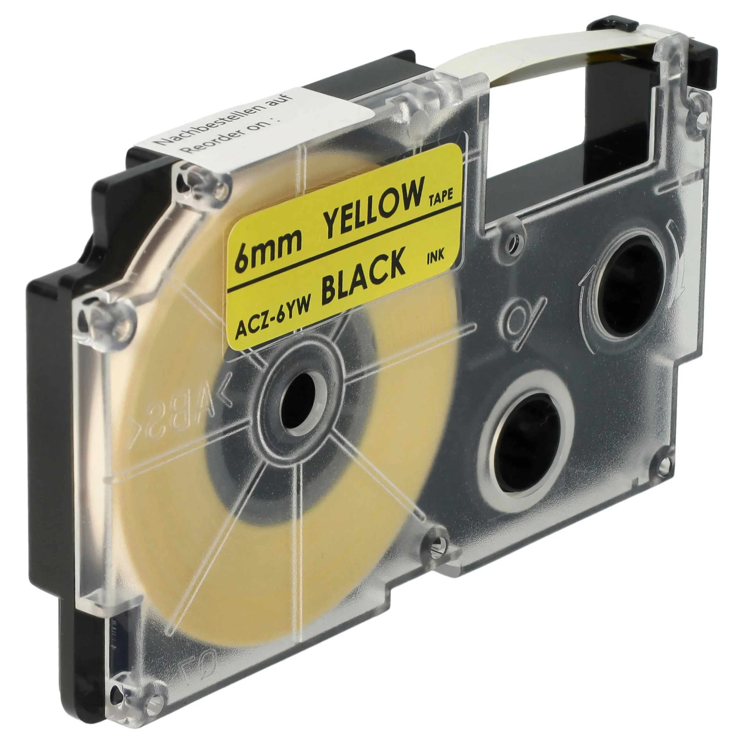 Cassette à ruban remplace Casio XR-6YW1, XR-6YW - 6mm lettrage Noir ruban Jaune, plastique