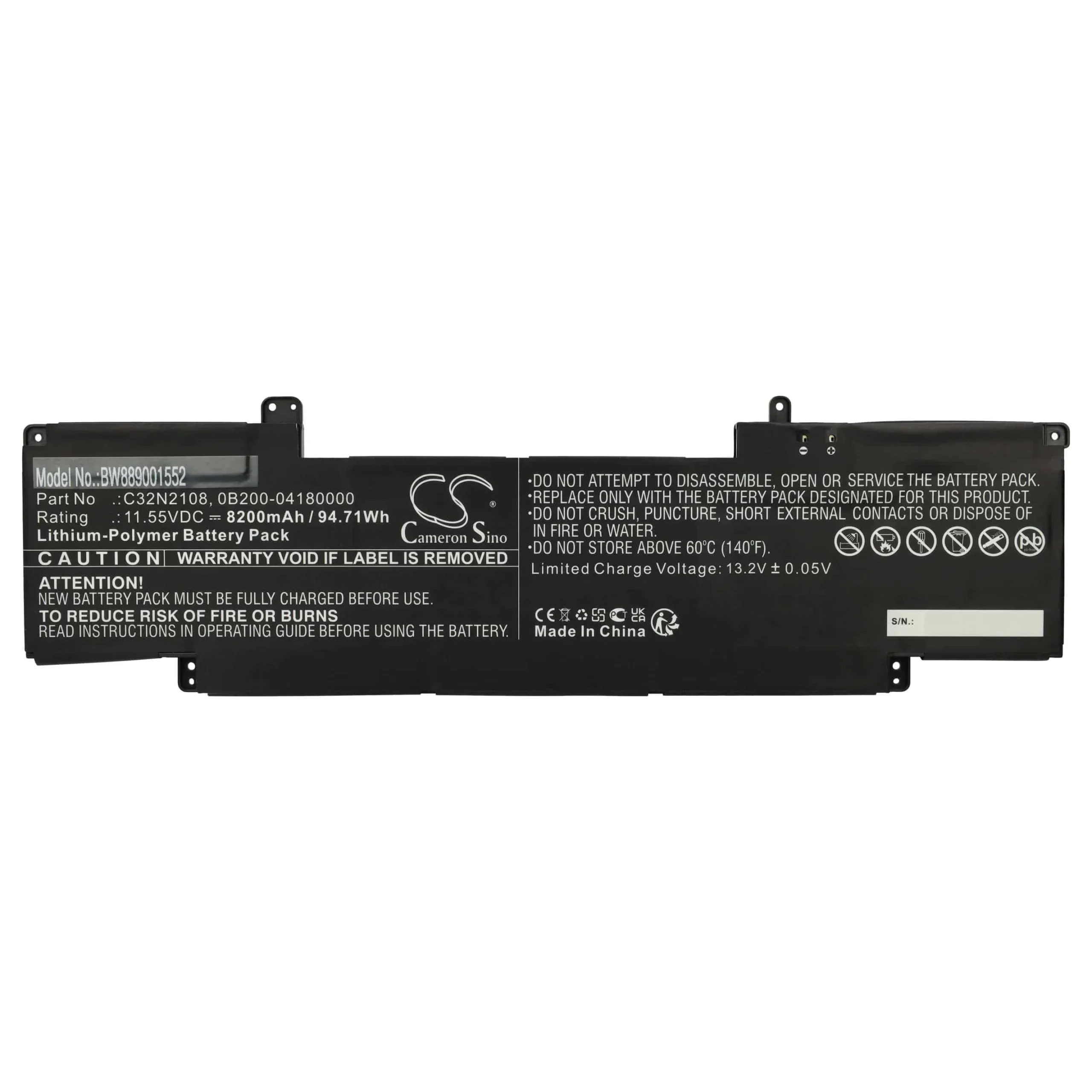 Batterie remplace Asus C32N2108, 0B200-04180000 pour ordinateur portable Asus- 8200mAh 11,55V Li-polymère