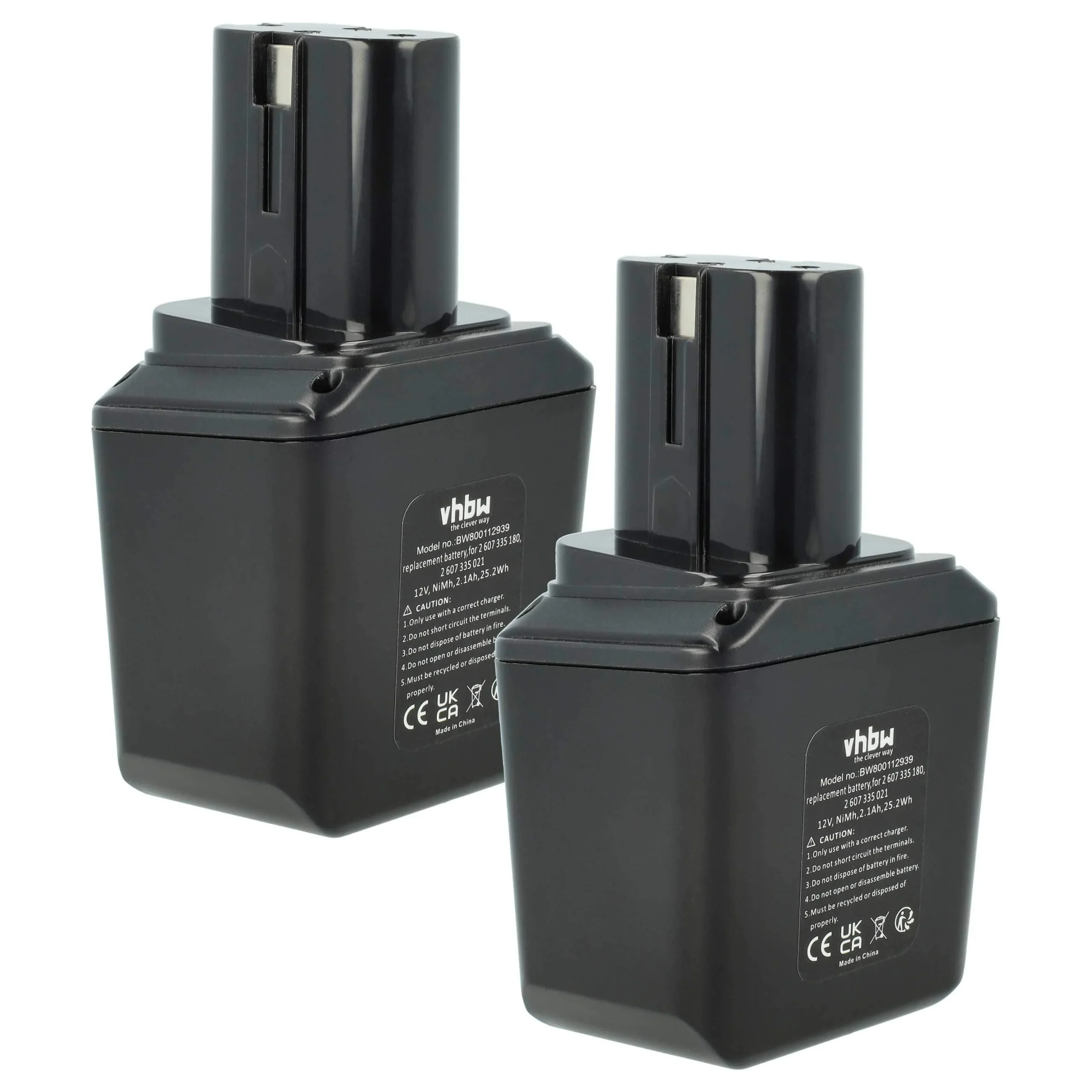 Batterie (2 pcs.) remplace Bosch 2 607 335 180, 2 607 335 021 outil électrique Bosch - 2,1Ah 12V NiMH