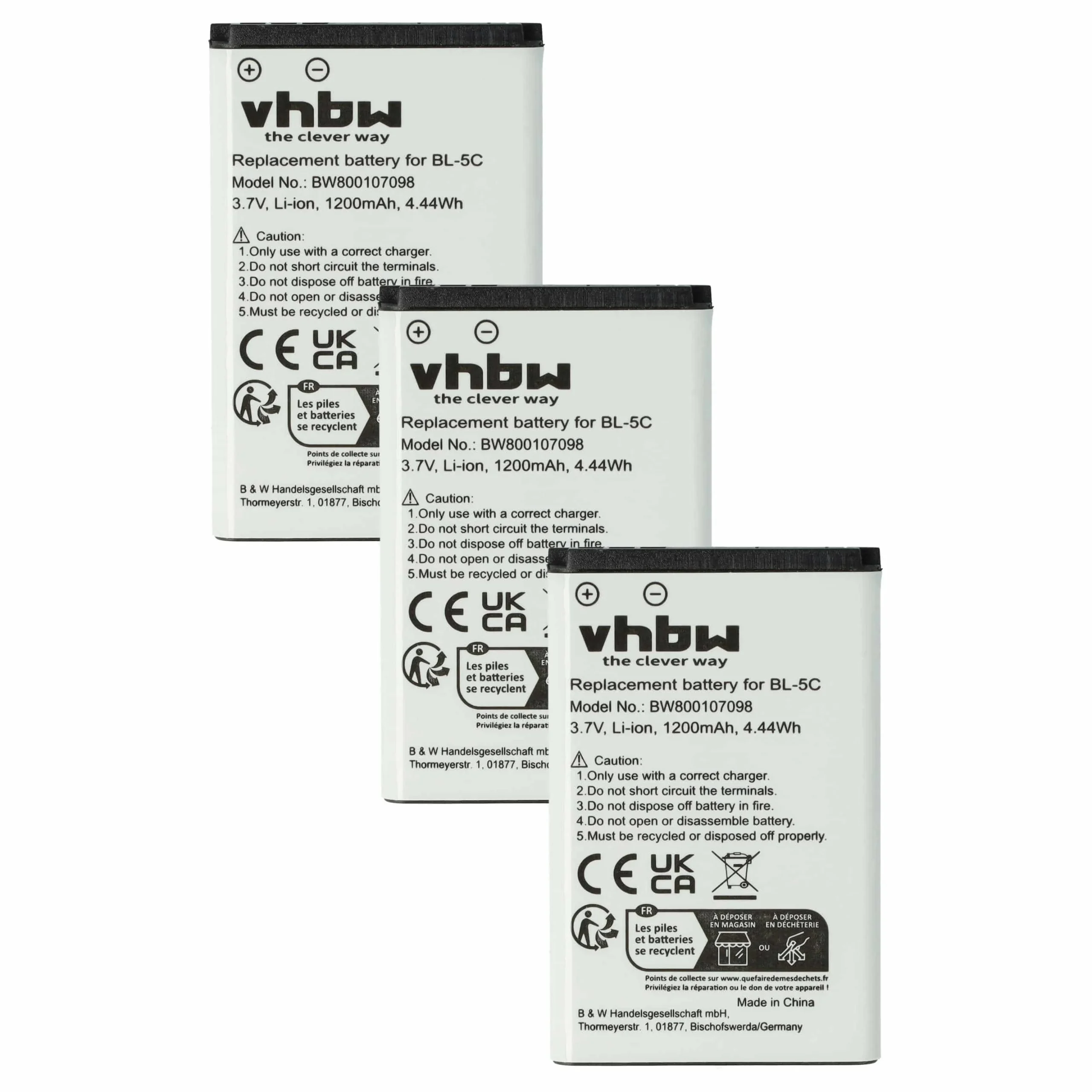 Batterie (3 pcs.) remplace Alcatel 3BN67332AA, 10000058 téléphone portable Anycool - 1200mAh 3,7V Li-ion