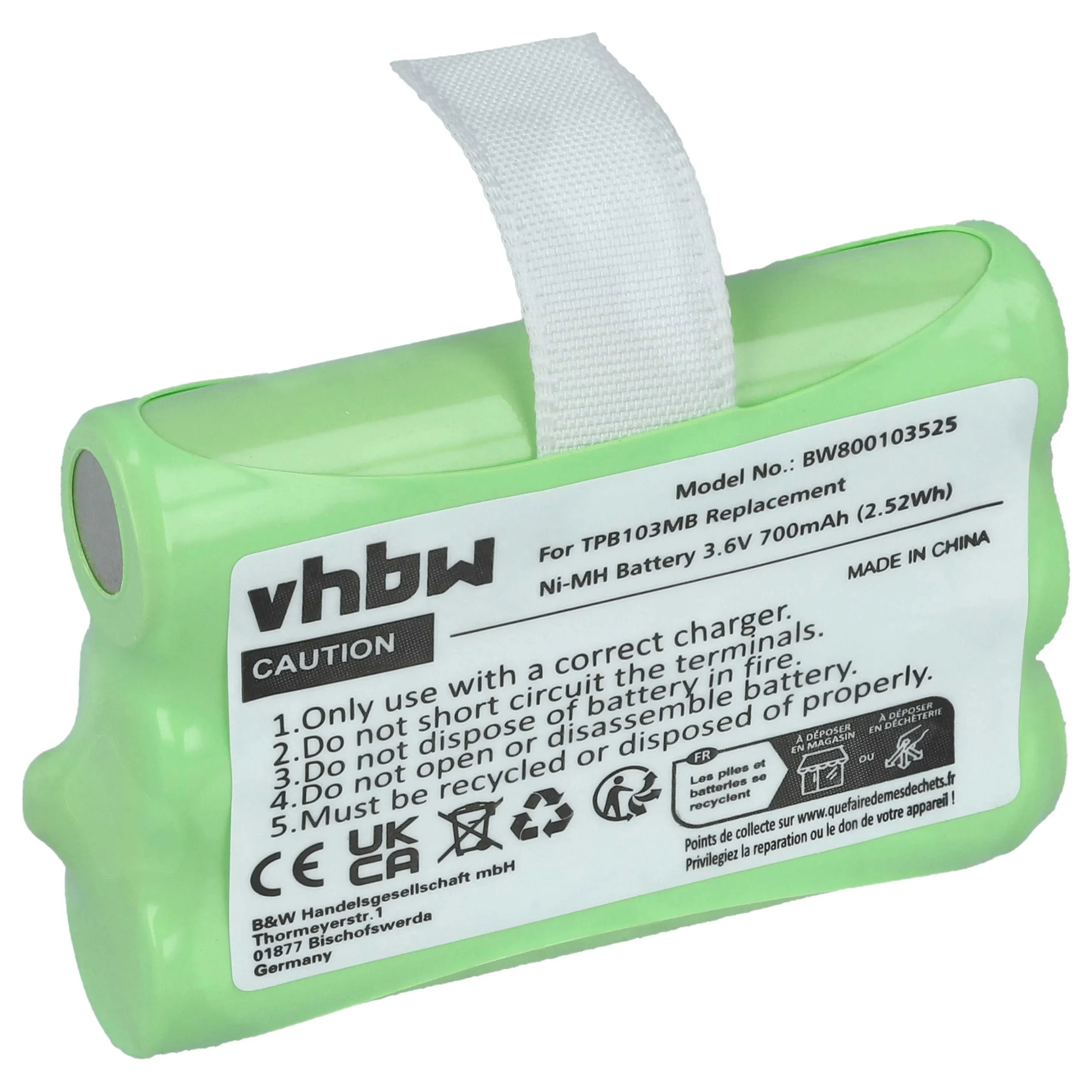 Batterie remplace TPB103MB pour moniteur bébé Twintalker - 700mAh 3,6V NiMH