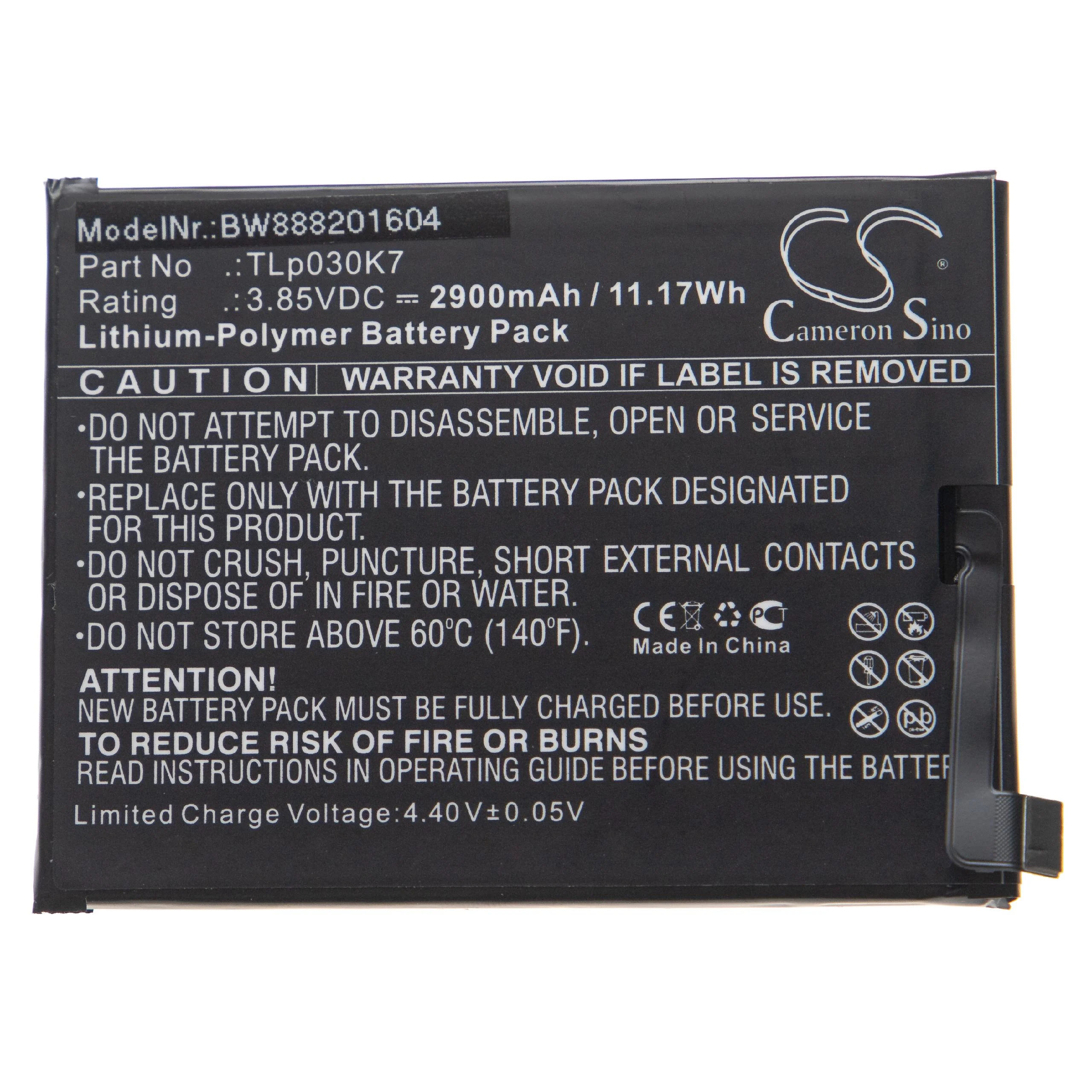 Batterie remplace Alcatel TLp030K7 téléphone portable Alcatel - 2900mAh 3,85V Li-polymère
