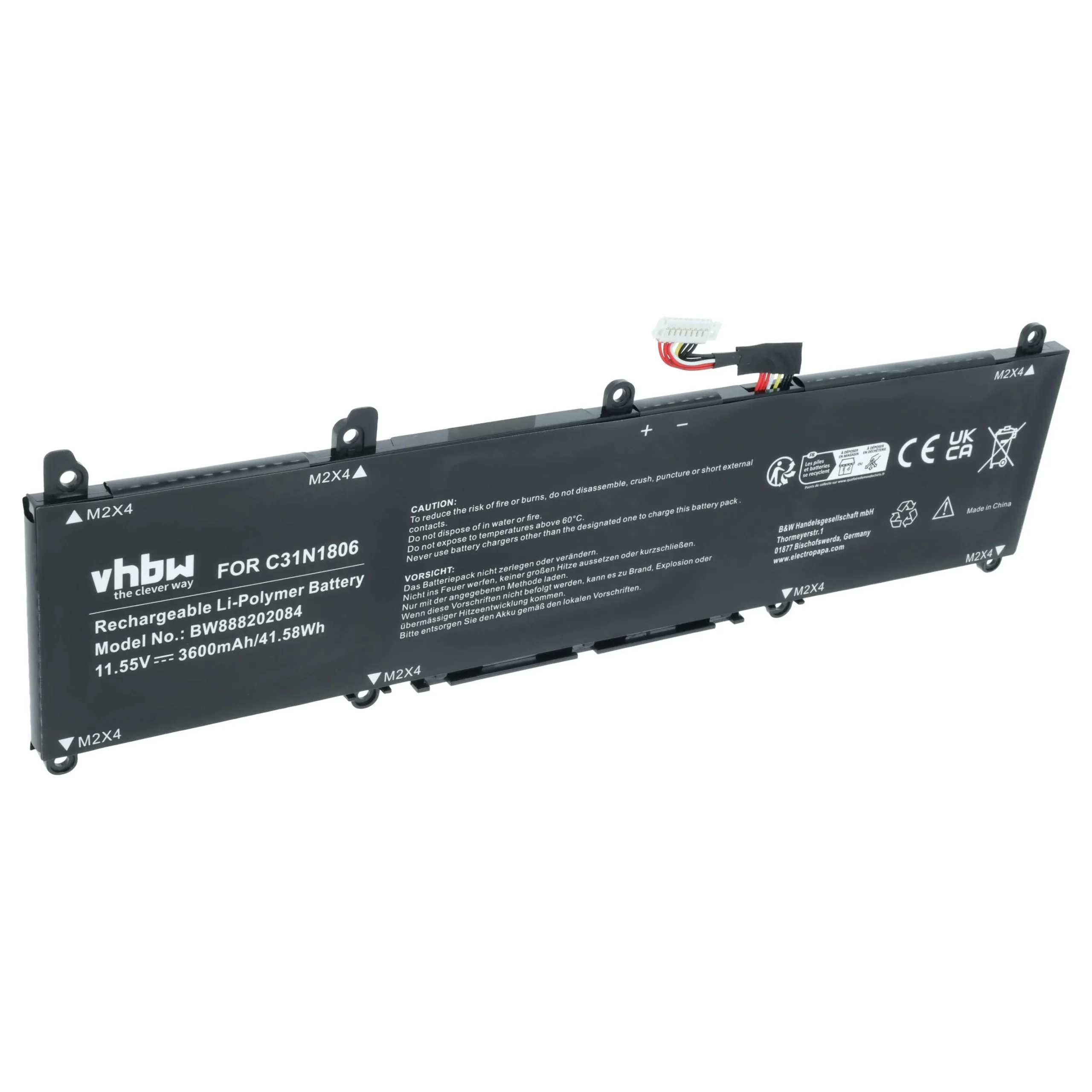 Batterie remplace Asus 0B200-02960000 pour ordinateur portable Asus- 3600mAh 11,55V Li-polymère, noir