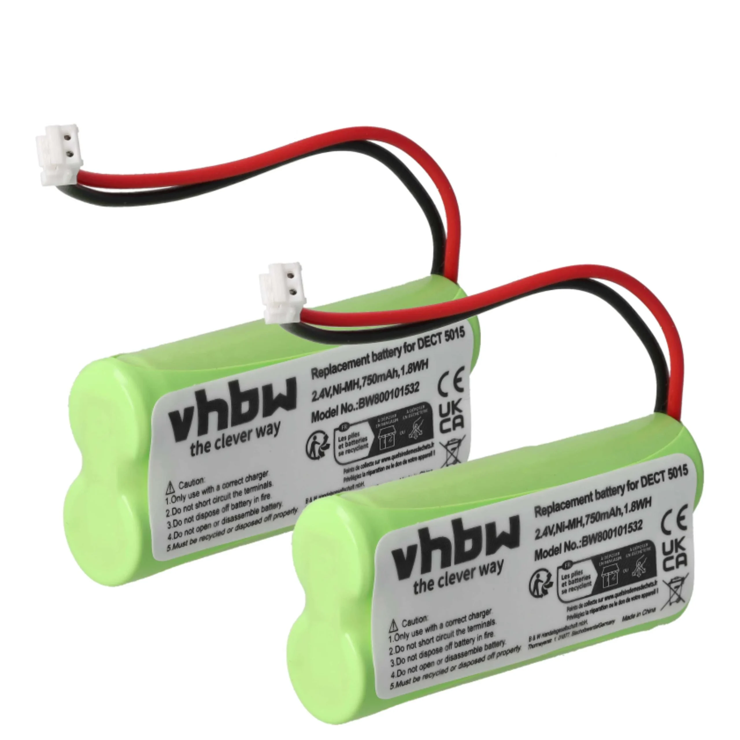 2x Batteries remplace Audioline 08C/CP18NM, BC101276 pour téléphone Audioline - 750mAh 2,4V NiMH