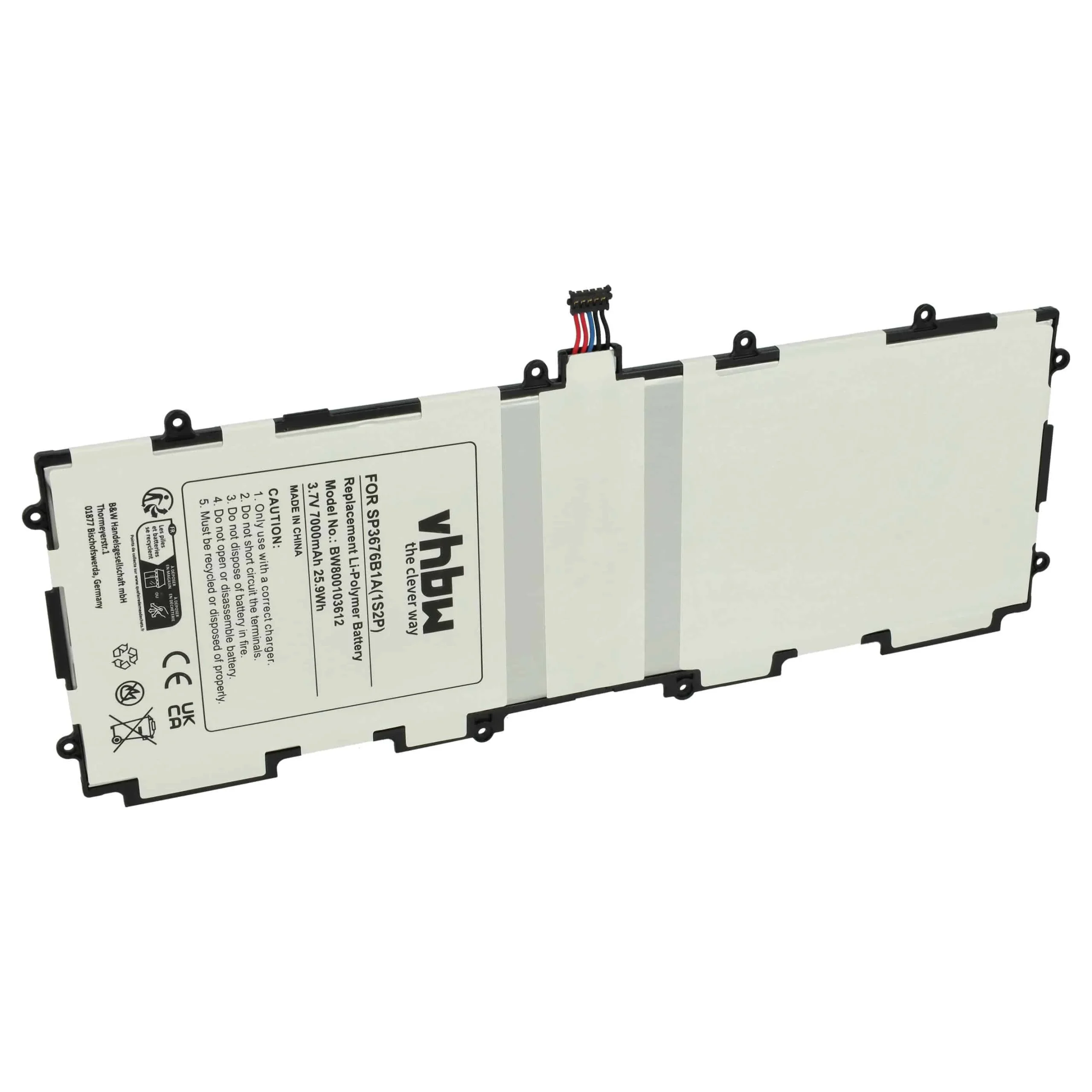 Batterie remplace Samsung SP3676B1A, SP3676B1A(1S2P) tablette - 7000mAh 3,7V Li-polymère